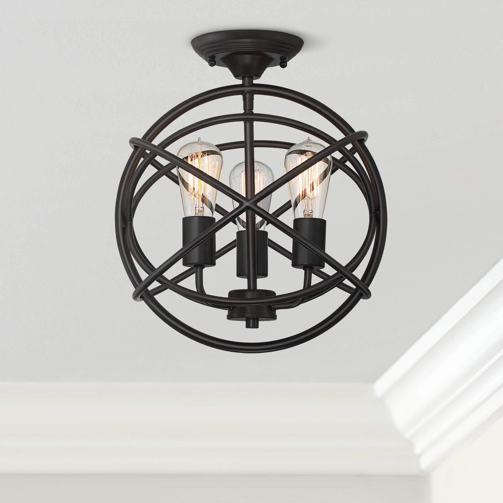 Charleston Bronze 13 1/2" Wide Clear Glass LED Ceiling Light 35F36