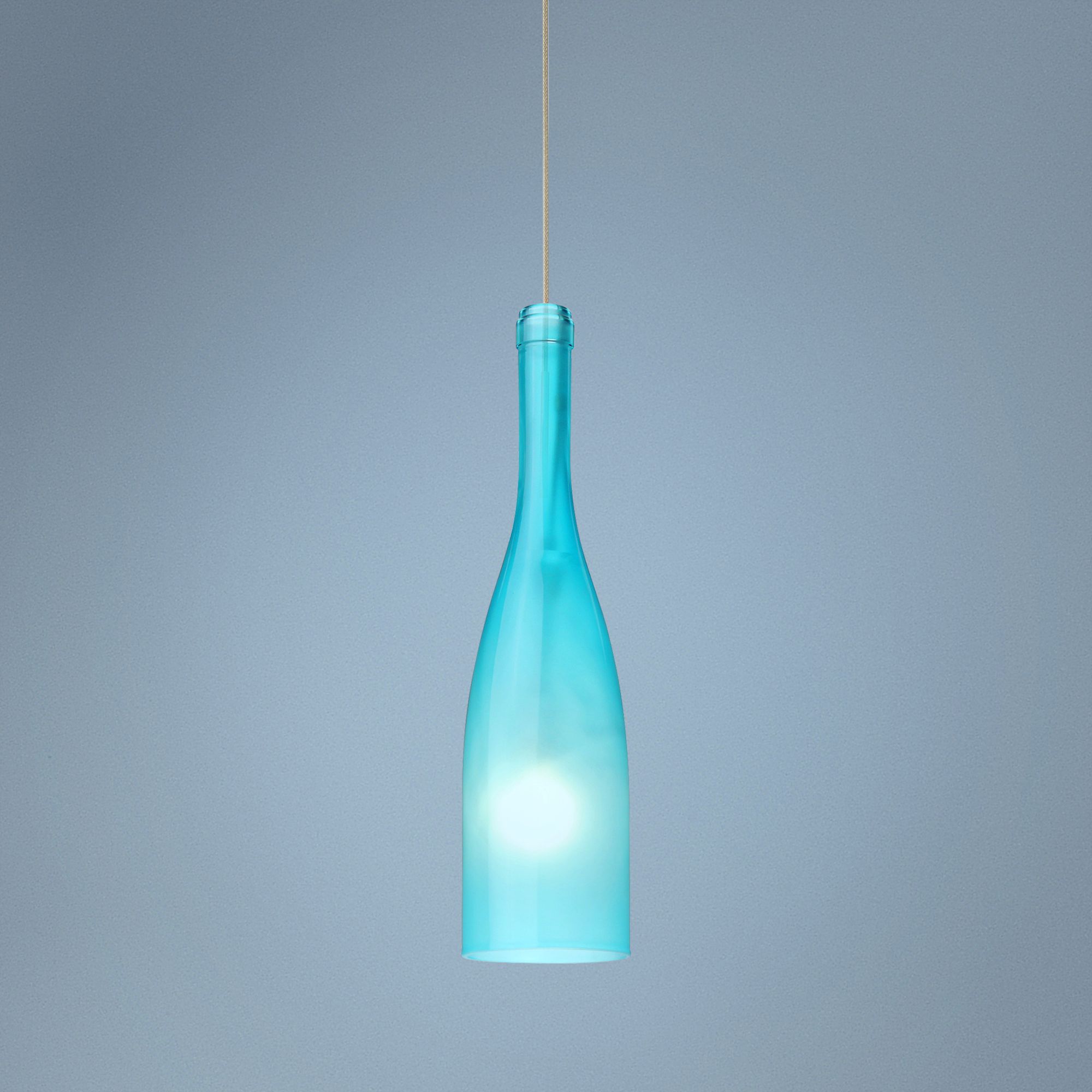 Besa Botella 3" Wide Blue-Frost Mini Pendant