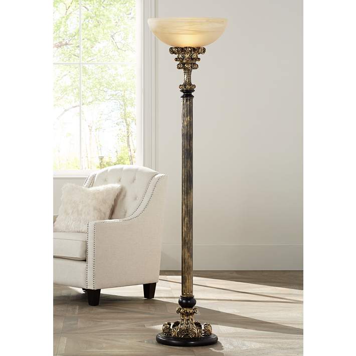 Florencio Antique Gold Torchiere Floor, Best Torch Floor Lamps