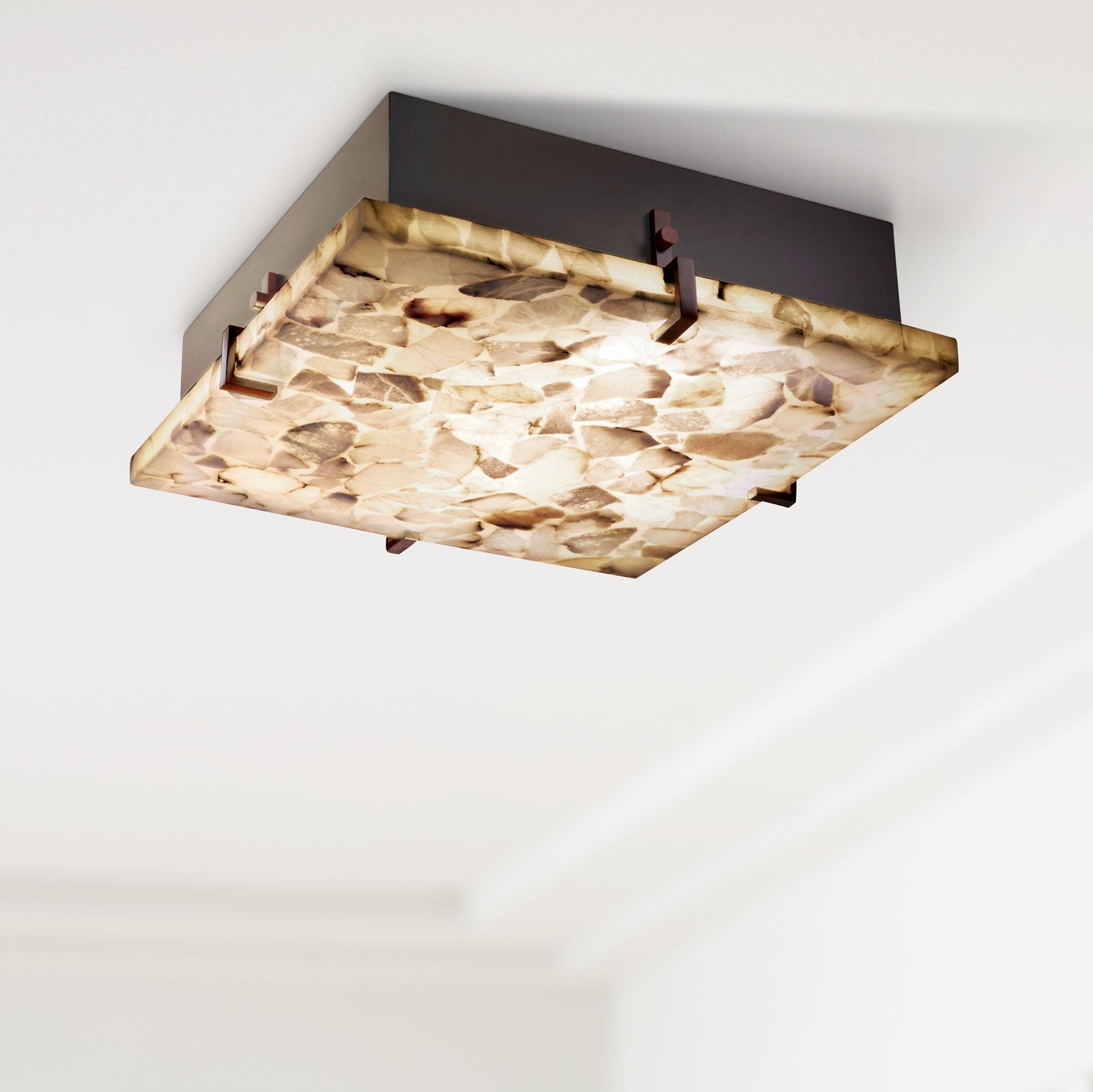 Justice Clips 16 1/2" Wide Alabaster Rocks Ceiling Light