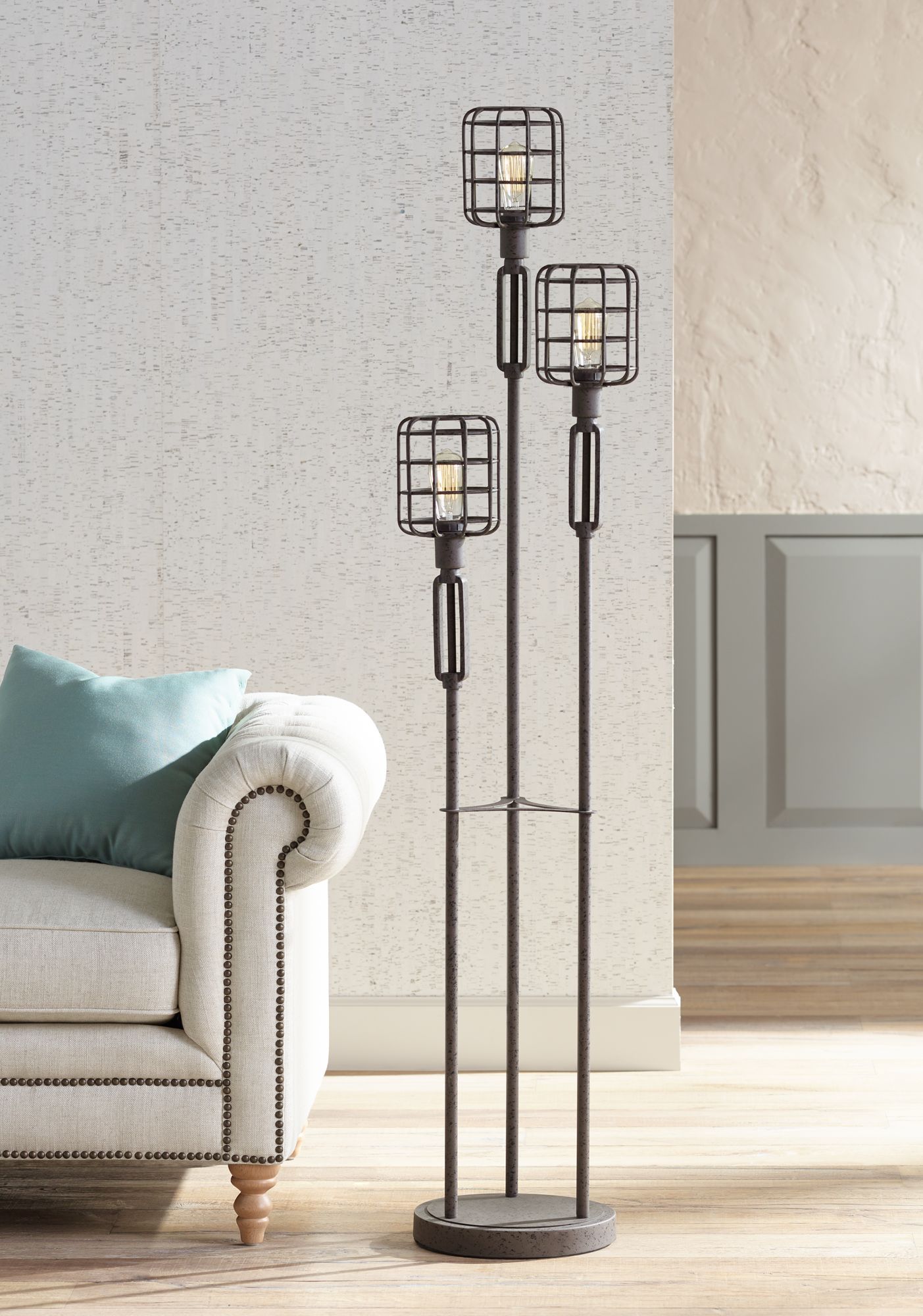 metal cage floor lamp