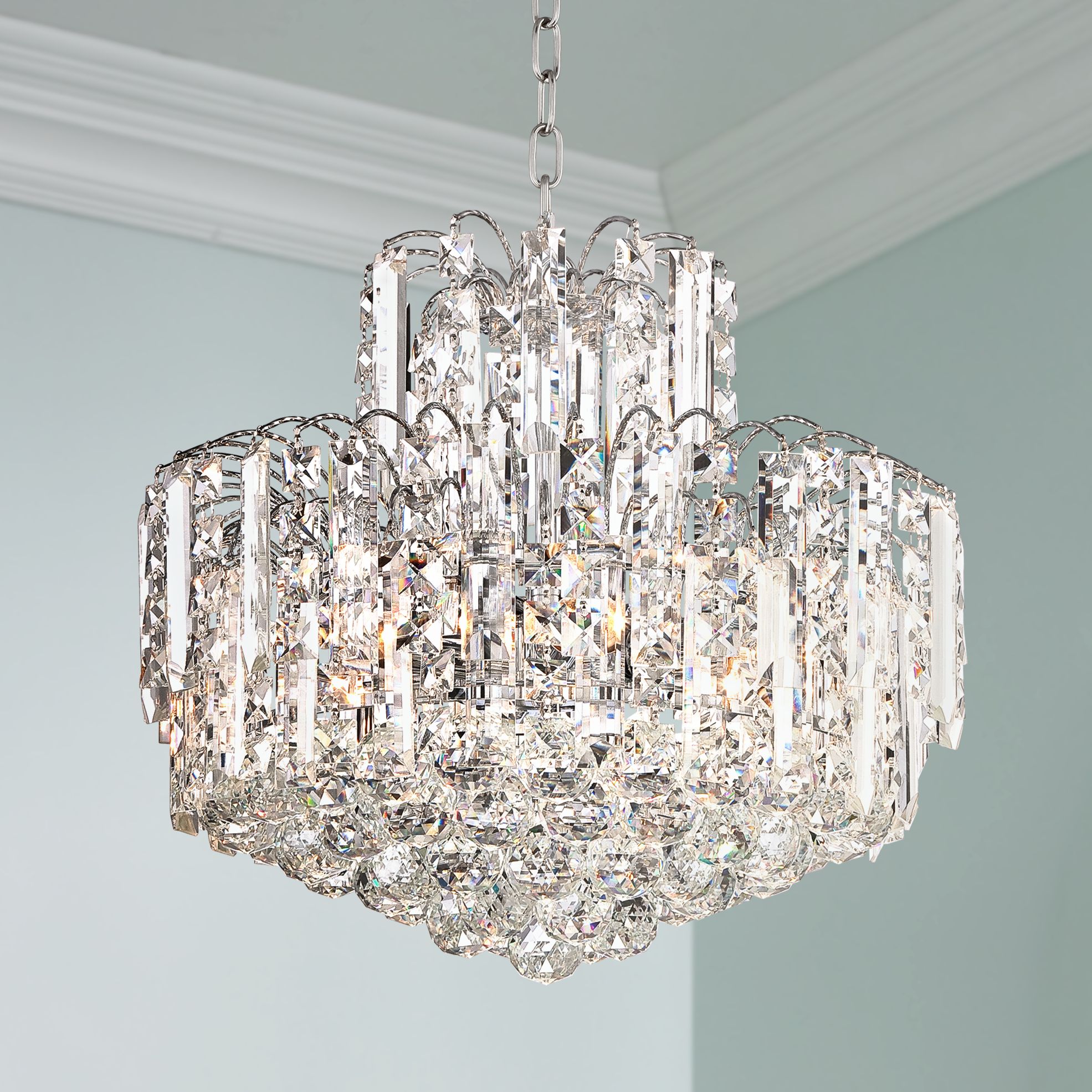 Leya 19" Wide Chrome and Crystal 6-Light Chandelier