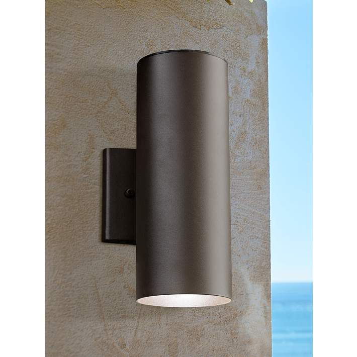 H Led Bronze Outdoor Up Down Wall Light, Kichler Outdoor Lighting Wall Sconce