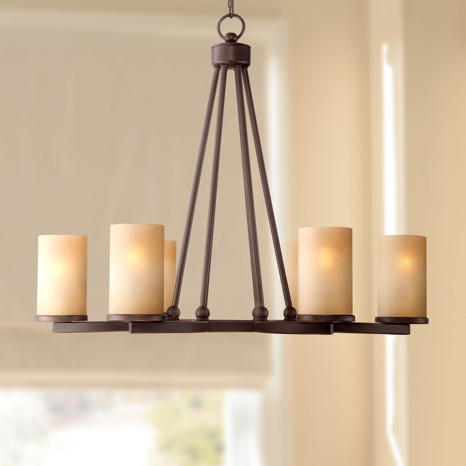 Fairport 6-Light 28" Wide Bronze Chandelier