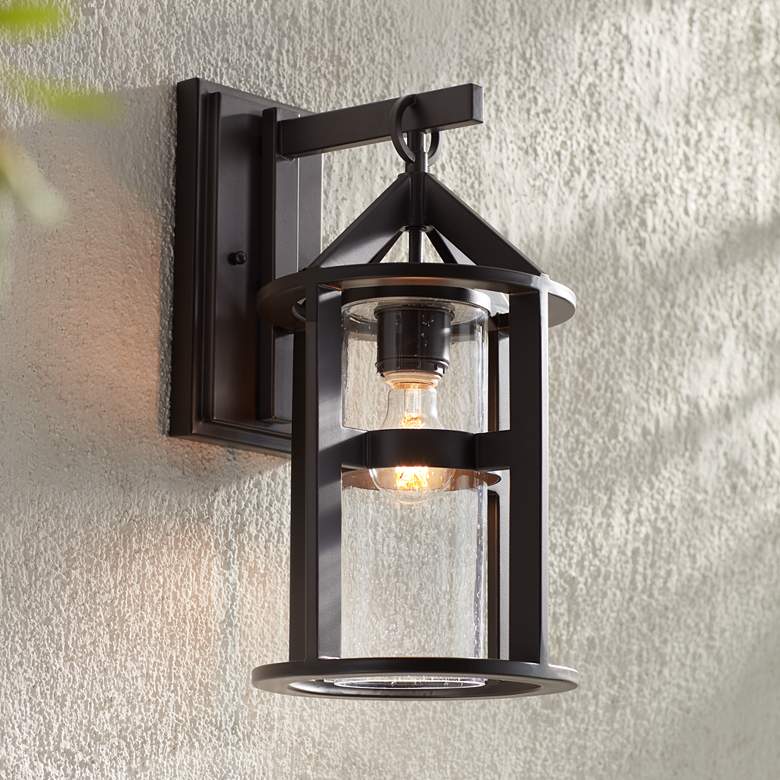 Argentine 17&quot; High Glass and Bronze Outdoor Wall Light