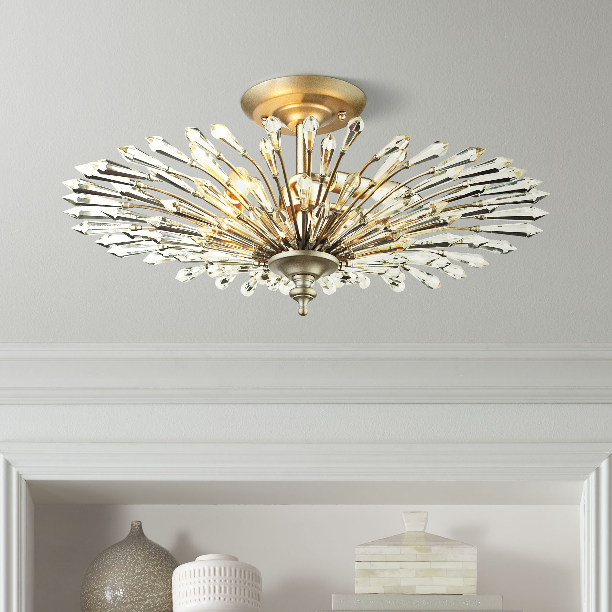 Viva Collection 21" Wide Aged Silver Ceiling Light 4V756 Lamps Plus