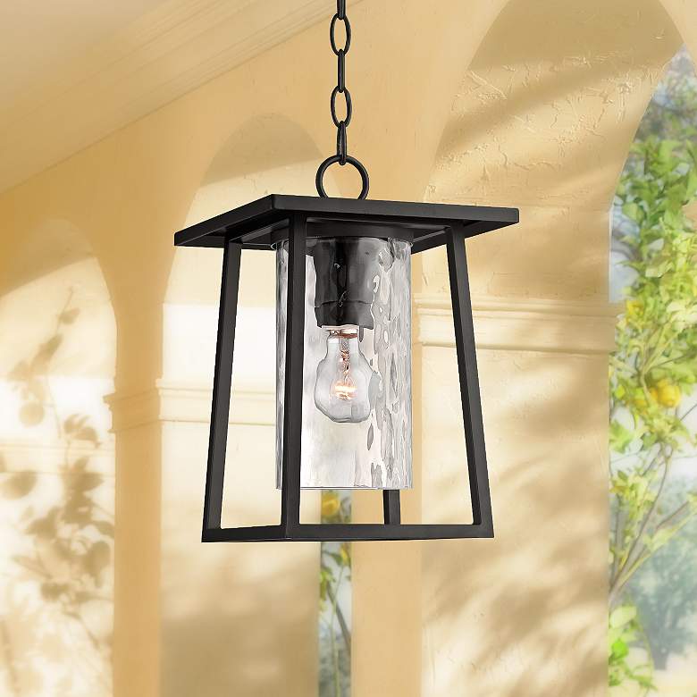 Quoizel Lodge 13 1/2&quot; High Black Outdoor Hanging Light