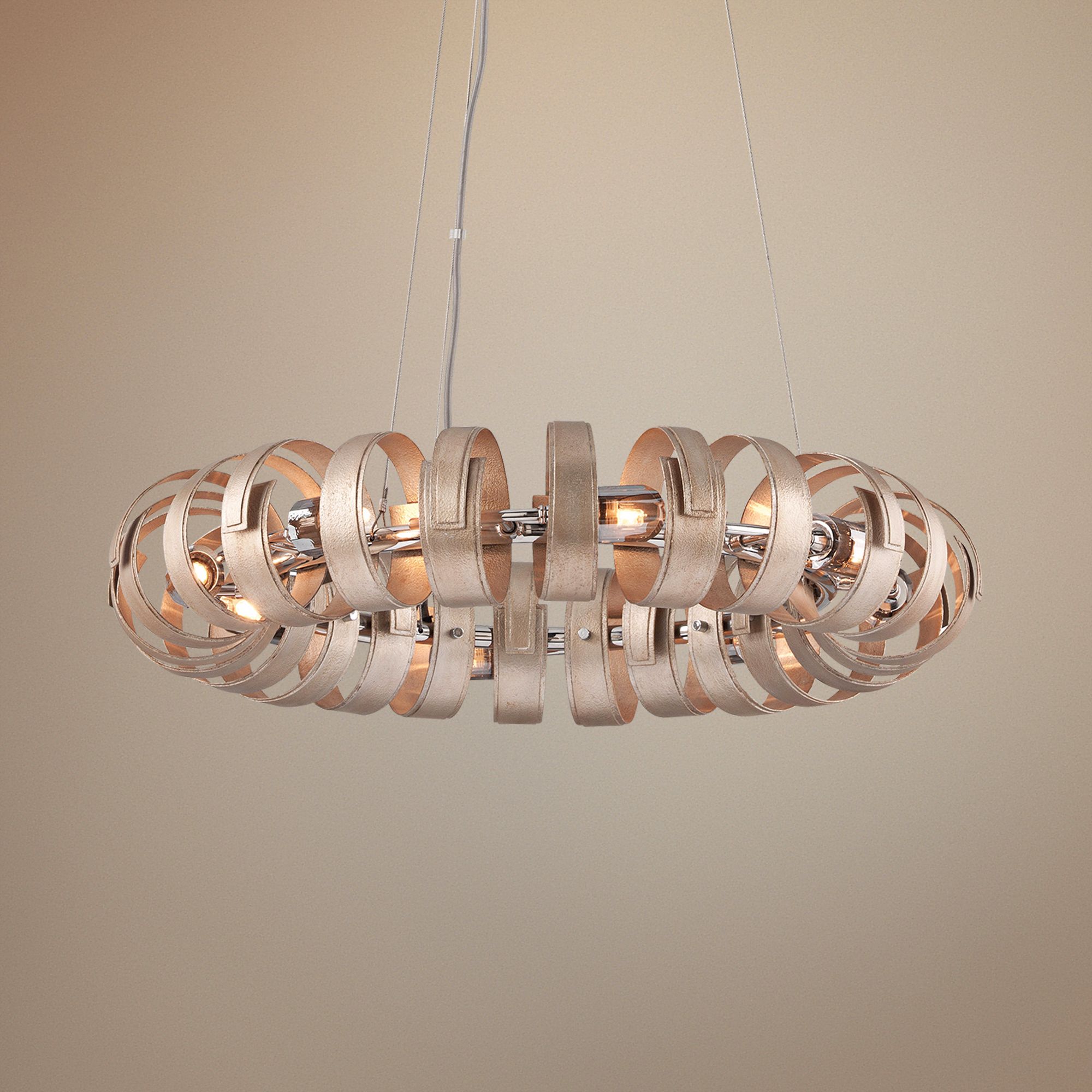 Corbett Recoil 28 1/2" Wide Antique Silver Leaf Pendant