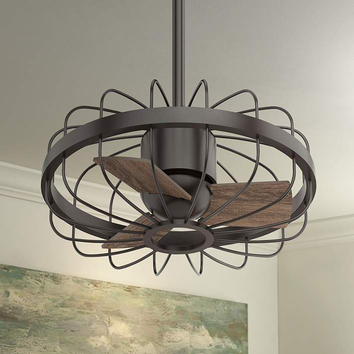 42 Hunter Roswell Noble Bronze Cage, Ceiling Fan Close To Wall