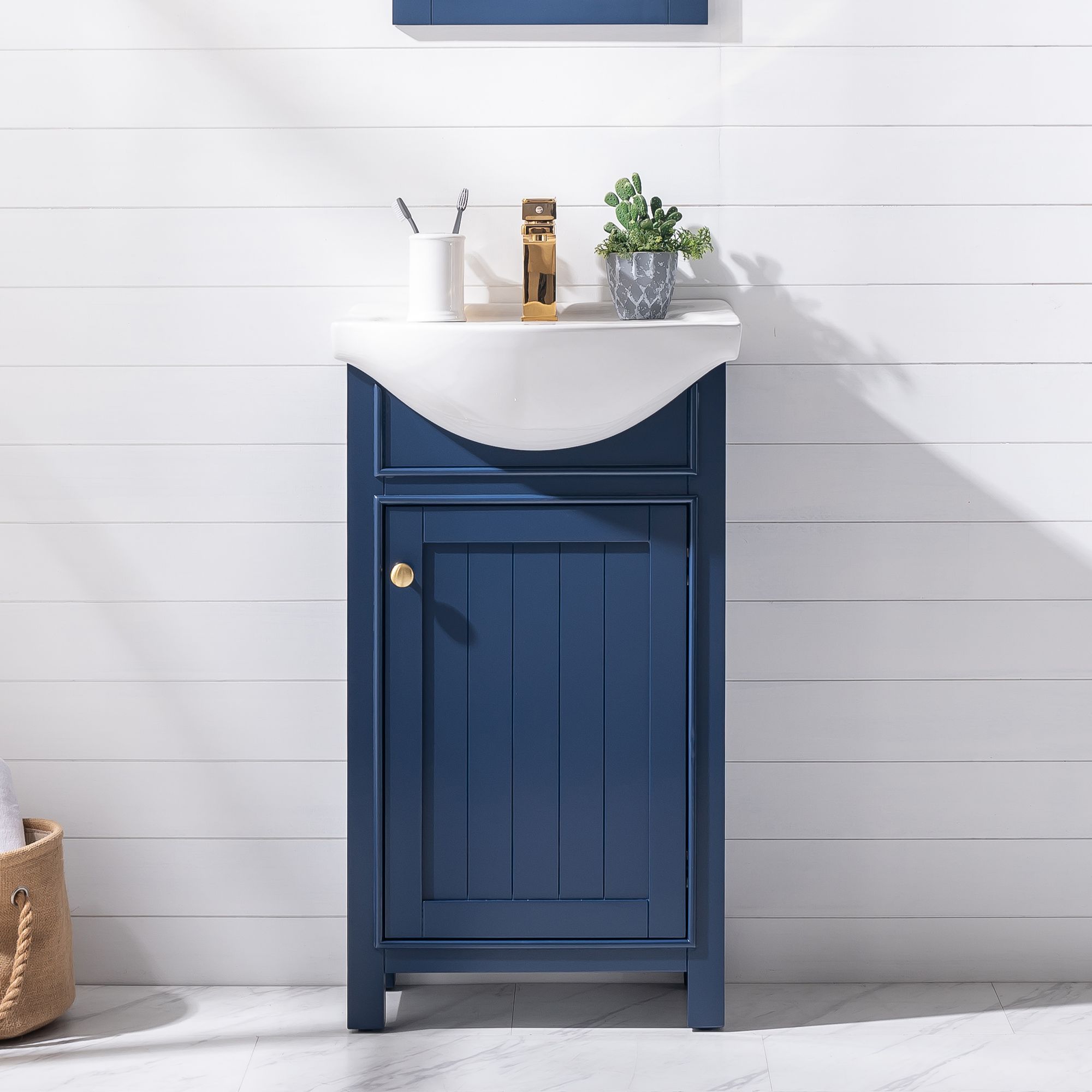 Marian 20" Wide 1-Door Blue Porcelain-Top Single Sink Vanity