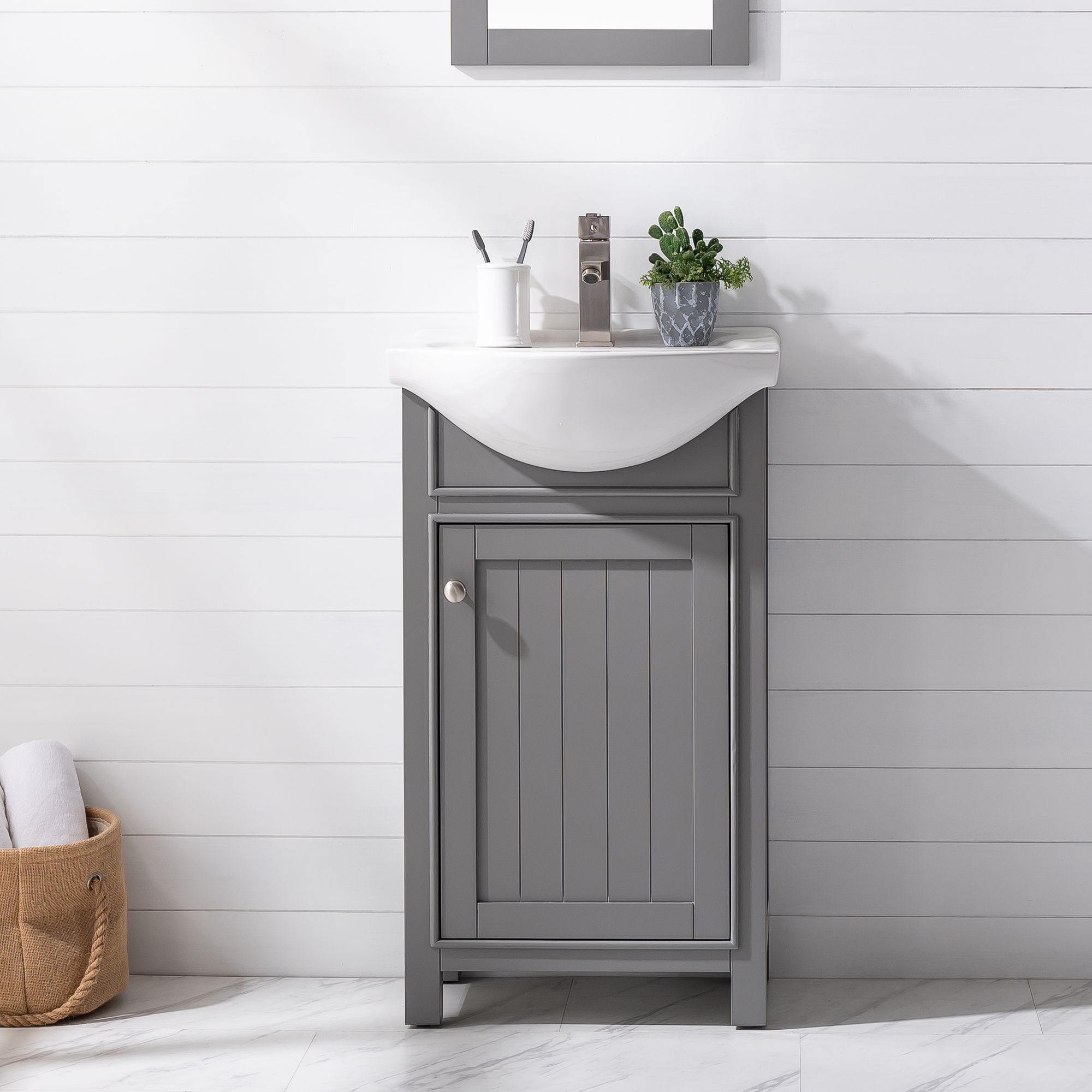 Marian 20"W 1-Door Gray Porcelain-Top Single Sink Vanity 
