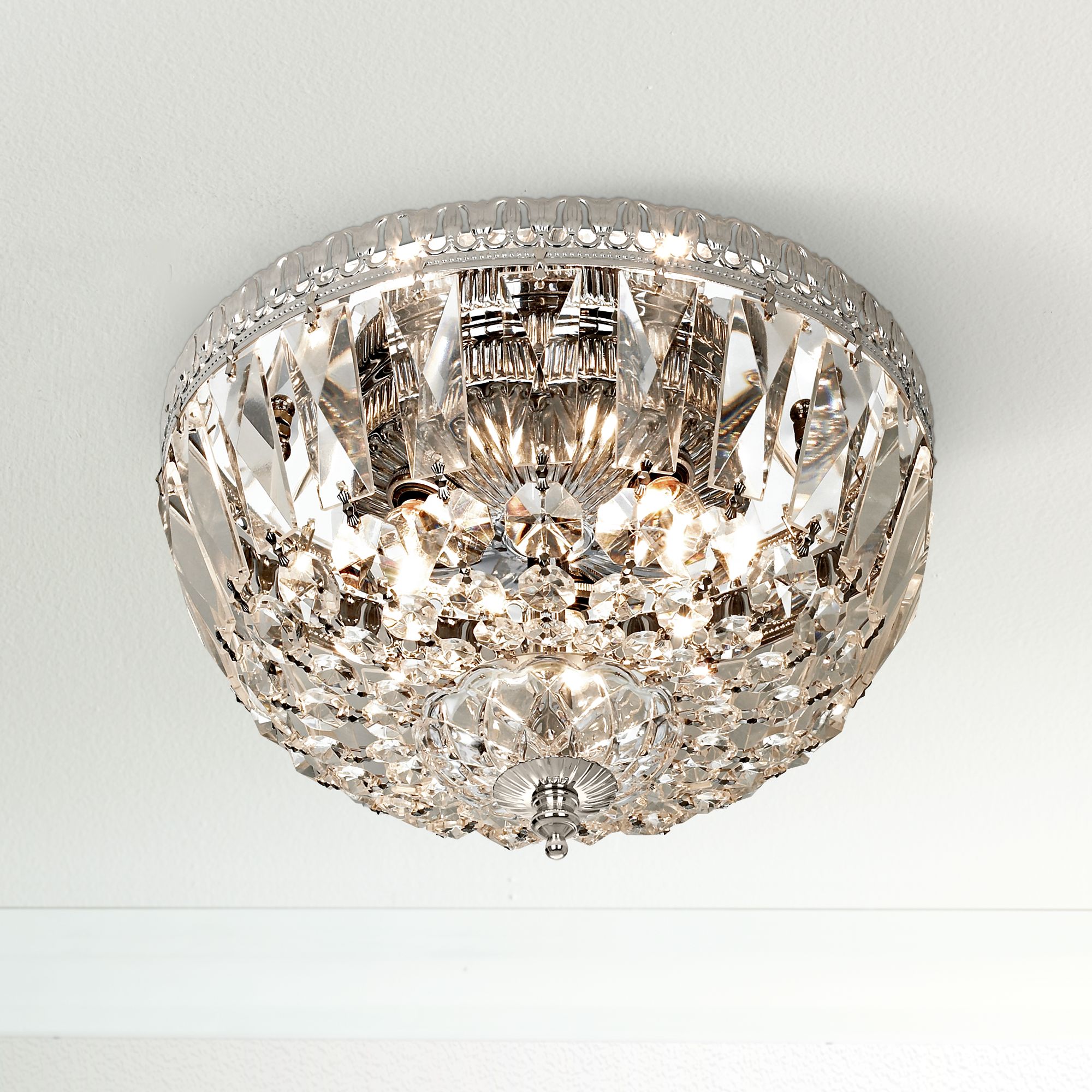 James R. Moder 9" Wide Hand Cut Crystal Ceiling Fixture