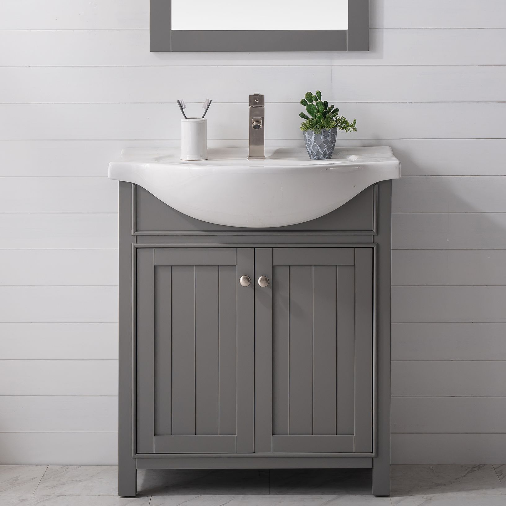 Marian 30" Wide 2-Door Gray Porcelain-Top Single Sink Vanity