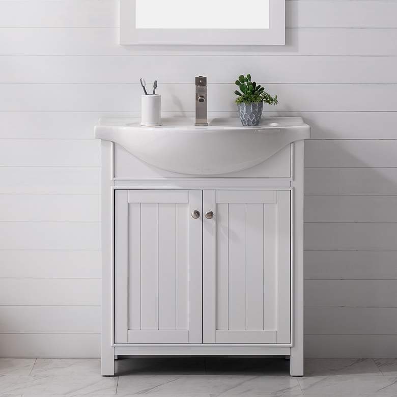 Marian 30&quot;W 2-Door White Porcelain-Top Single Sink Vanity