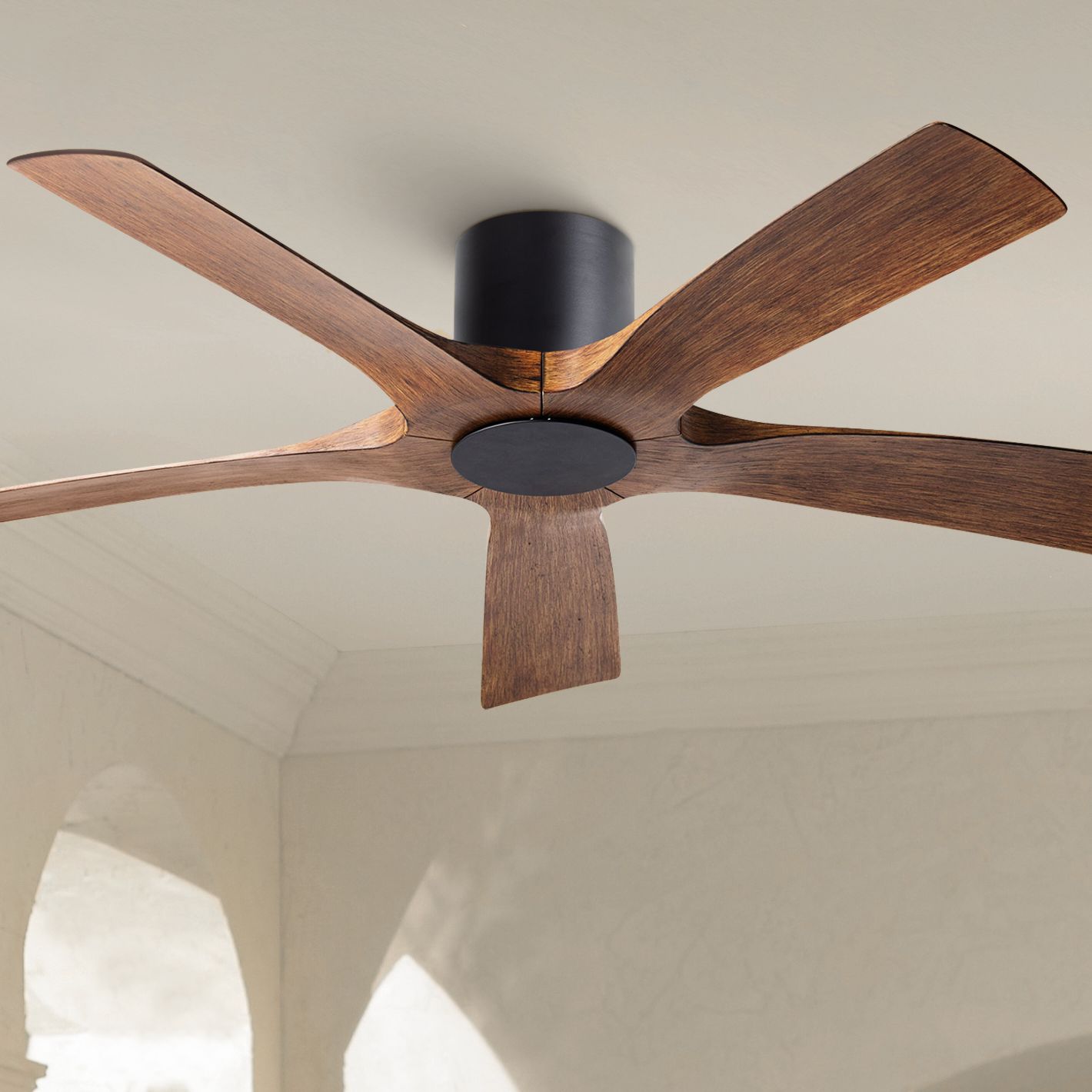 54" Modern Forms Aviator Matte Black 5Blade Outdoor Hugger Ceiling Fan