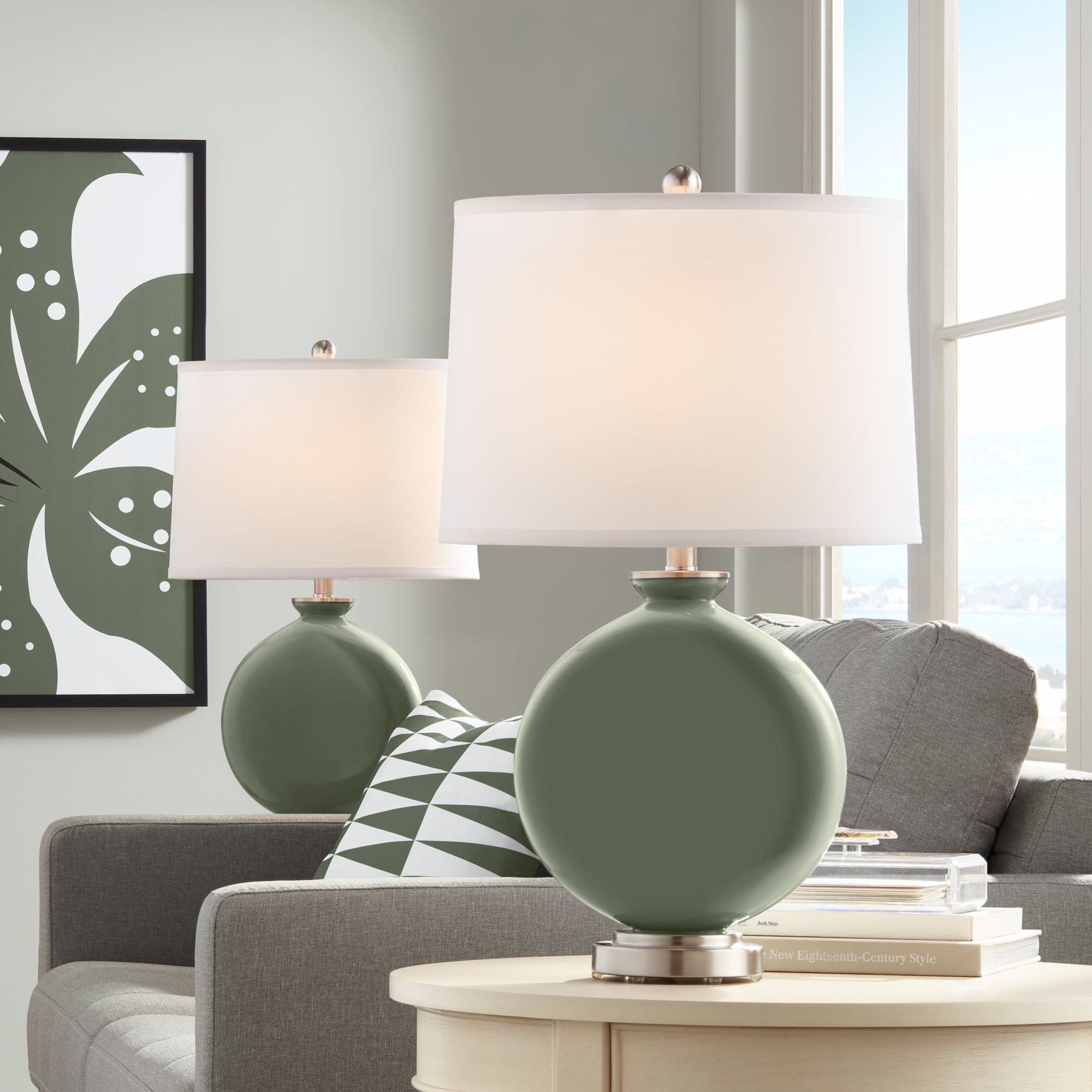 Deep Lichen Green Carrie Table Lamp Set of 2