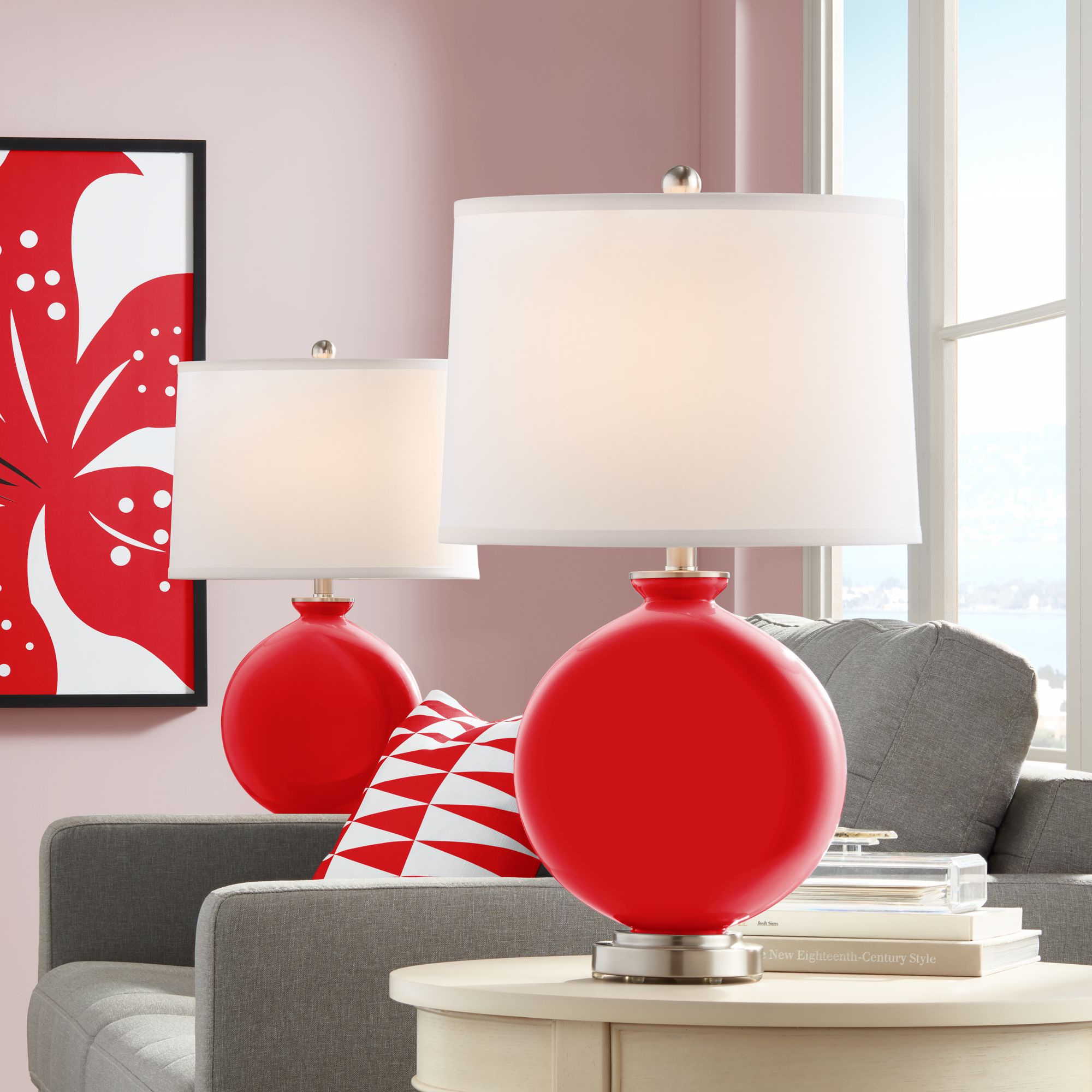 Bright Red Carrie Table Lamp Set of 2 - #53D89 | Lamps Plus
