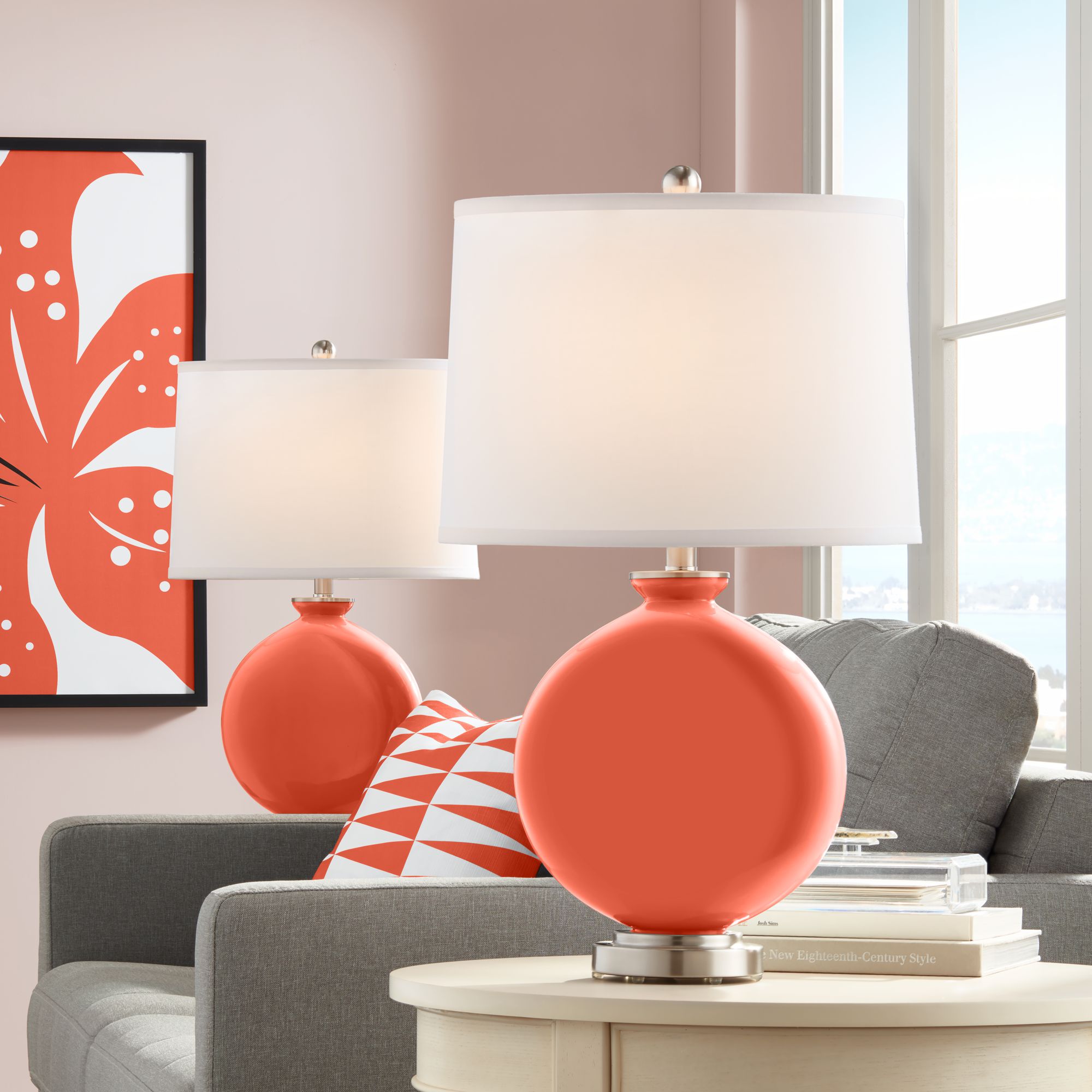Daring Orange Carrie Table Lamp Set of 2