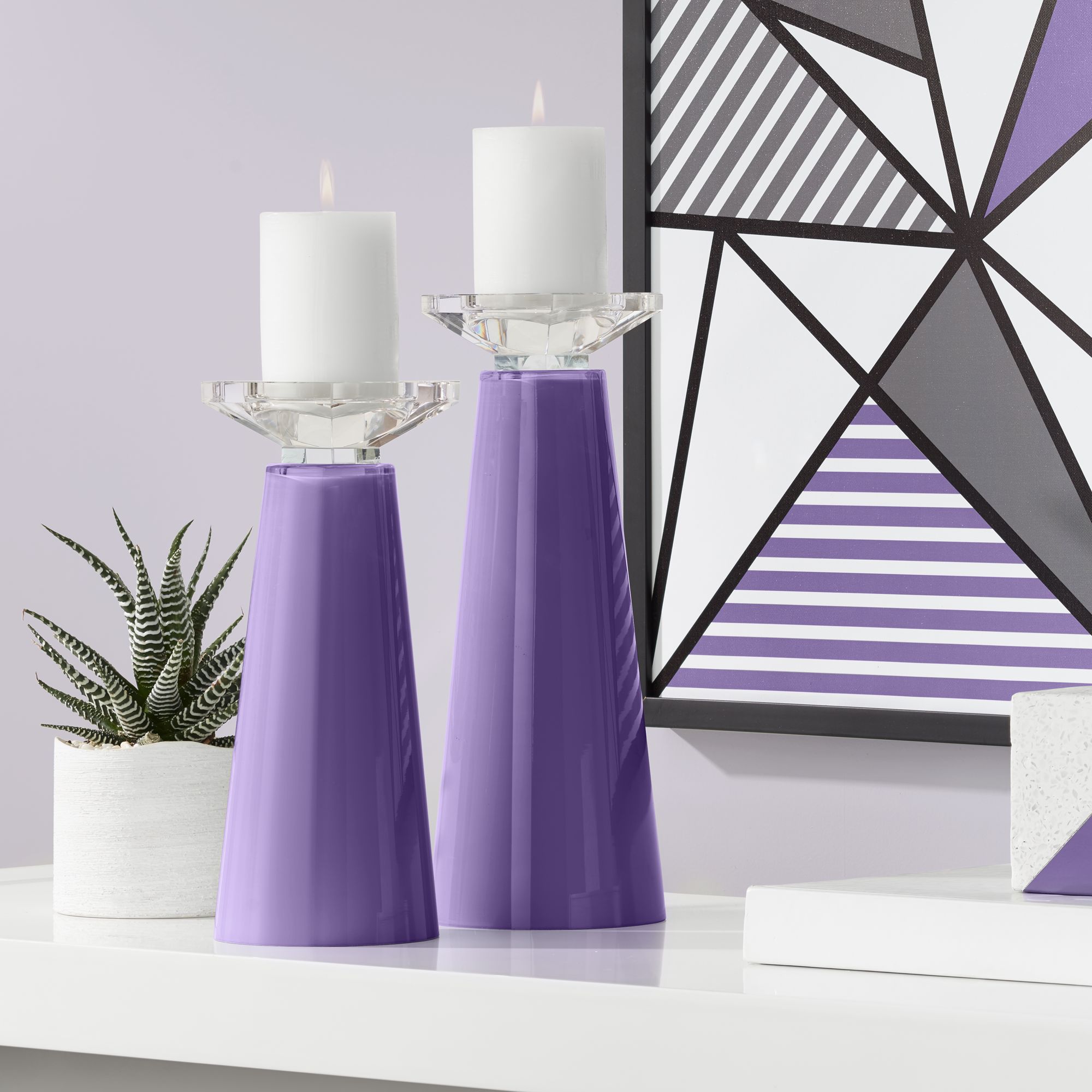 purple candle holders
