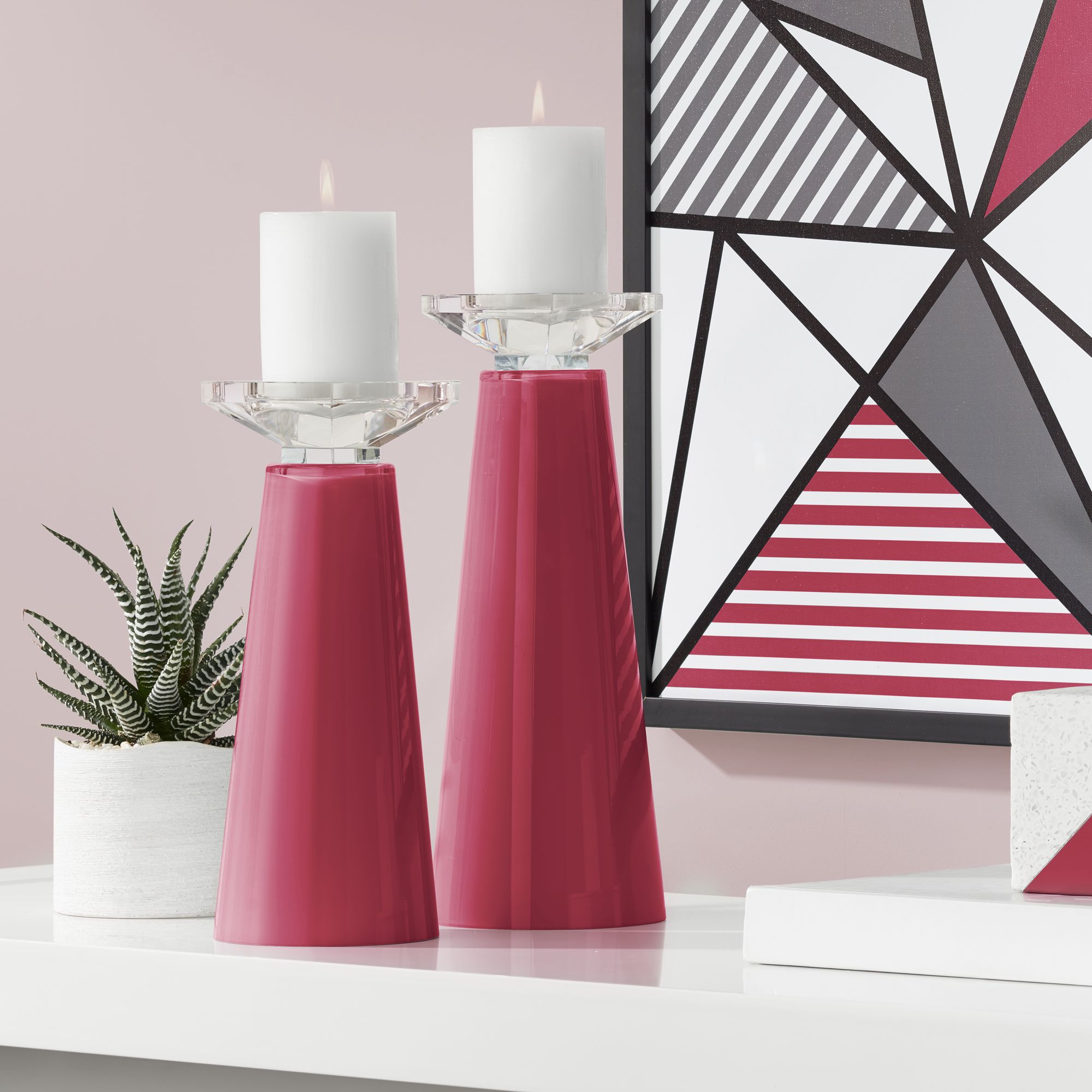 red candle holders