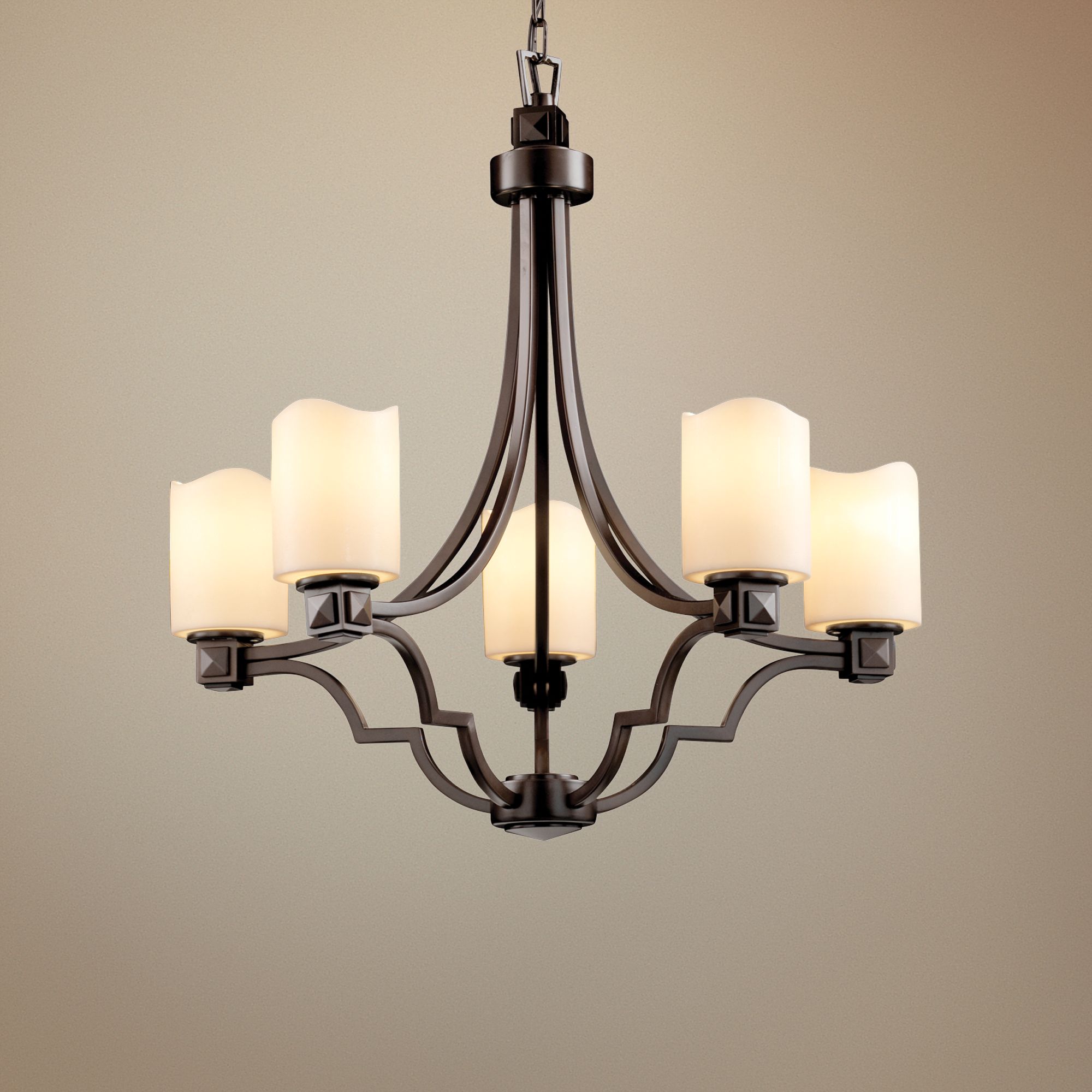 CandleAria Argyle 28" Wide Dark Bronze 5-Light Chandelier