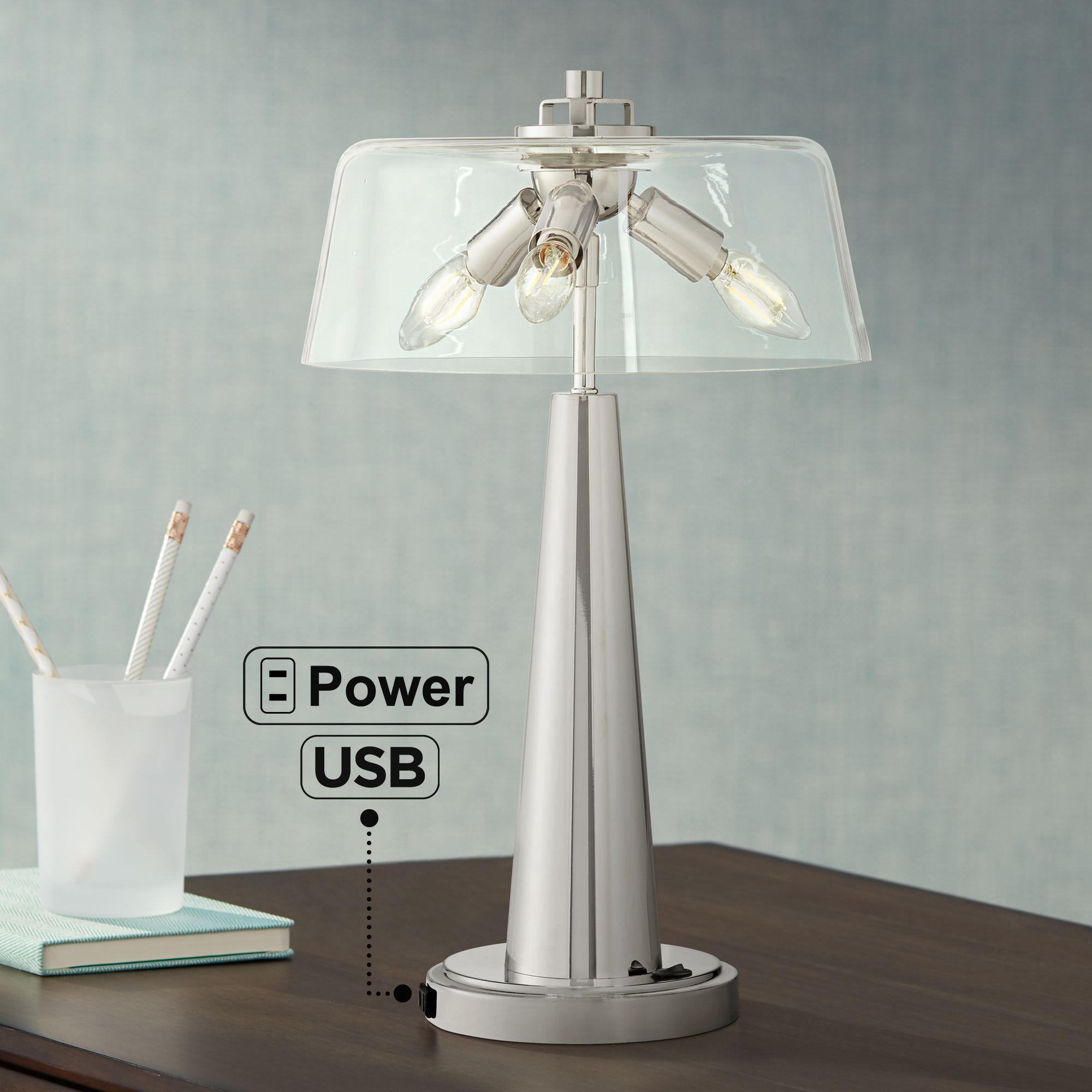 possini euro amity desk lamp with usb port and outlet