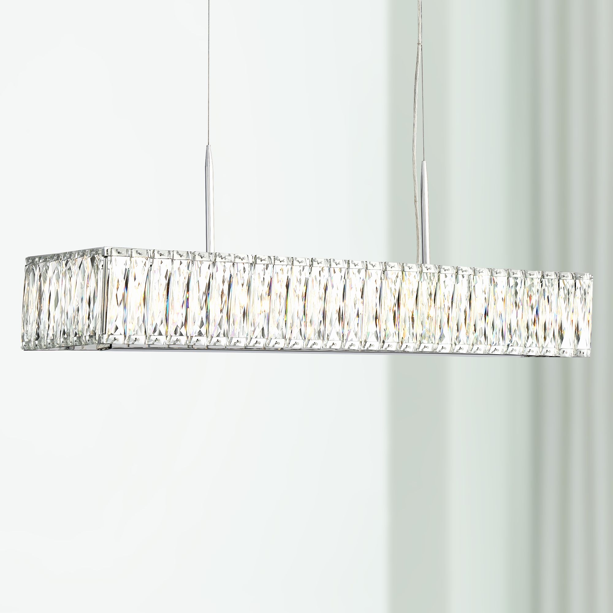 Sera 33 1/2" Wide Chrome Crystal Kitchen Island Light Pendant