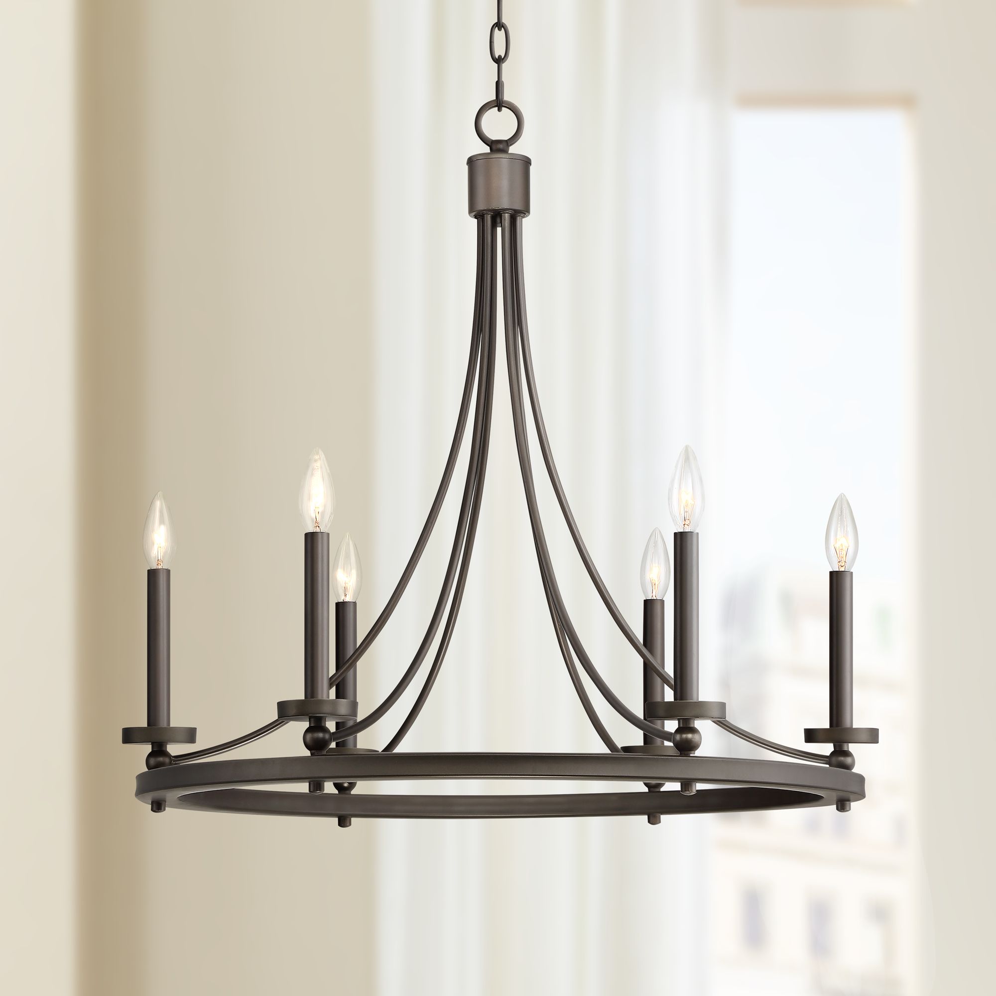 Arianne 27 1/2" Wide Bronze Metal 6-Light Chandelier