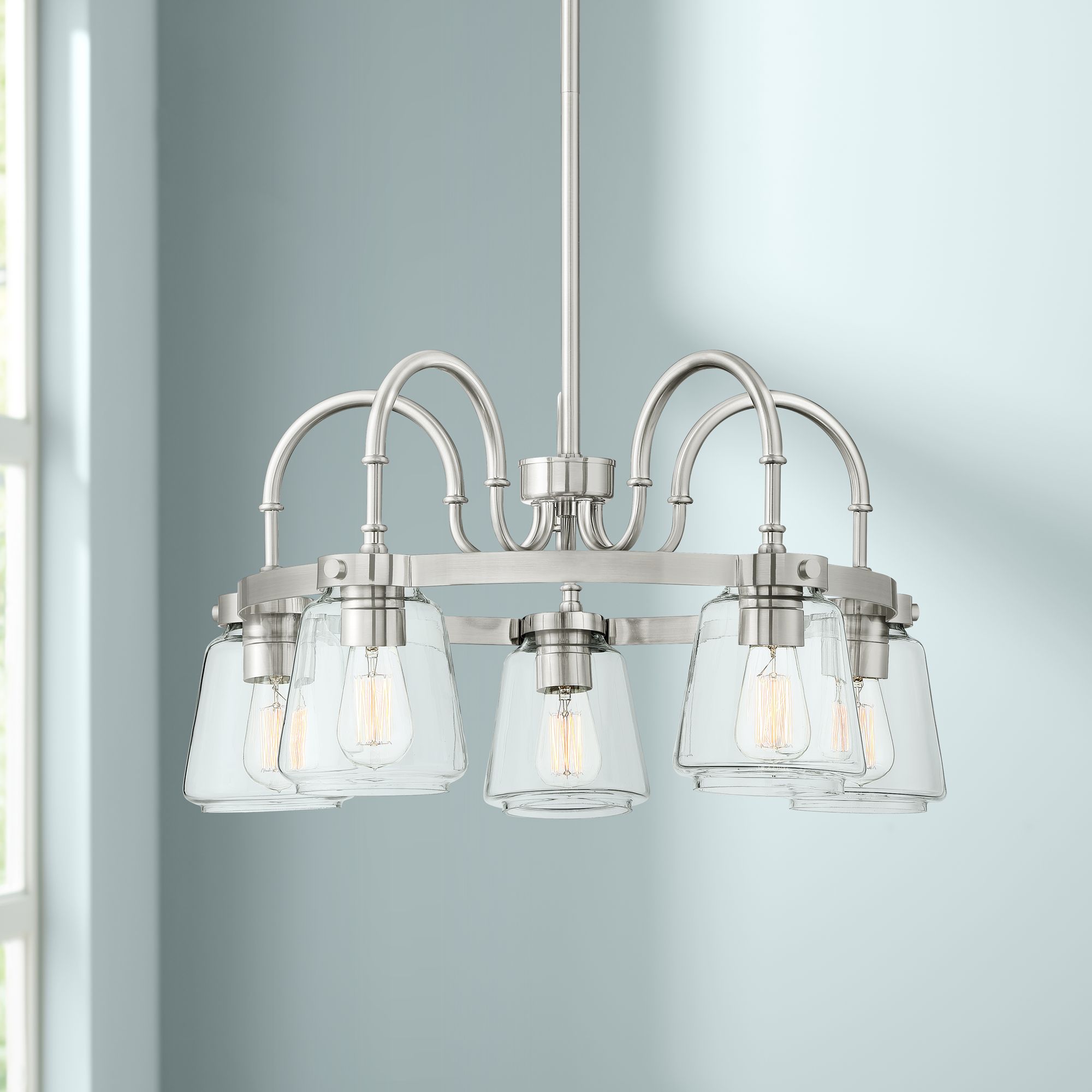 Andres 25 1/2" Wide Brushed Nickel 5-Light Chandelier