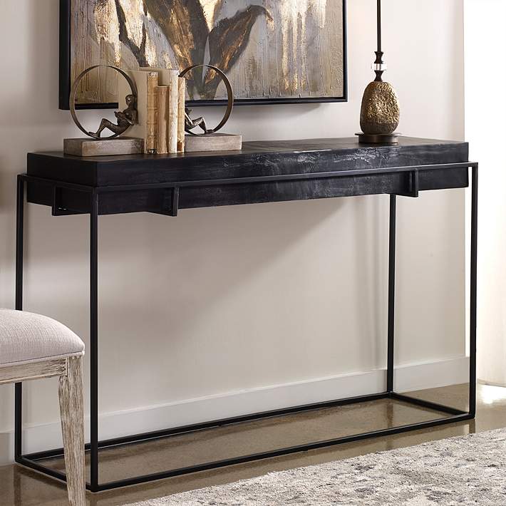 Uttermost Telone 55 Wide Dark Oxidized, How Wide Should A Console Table Be