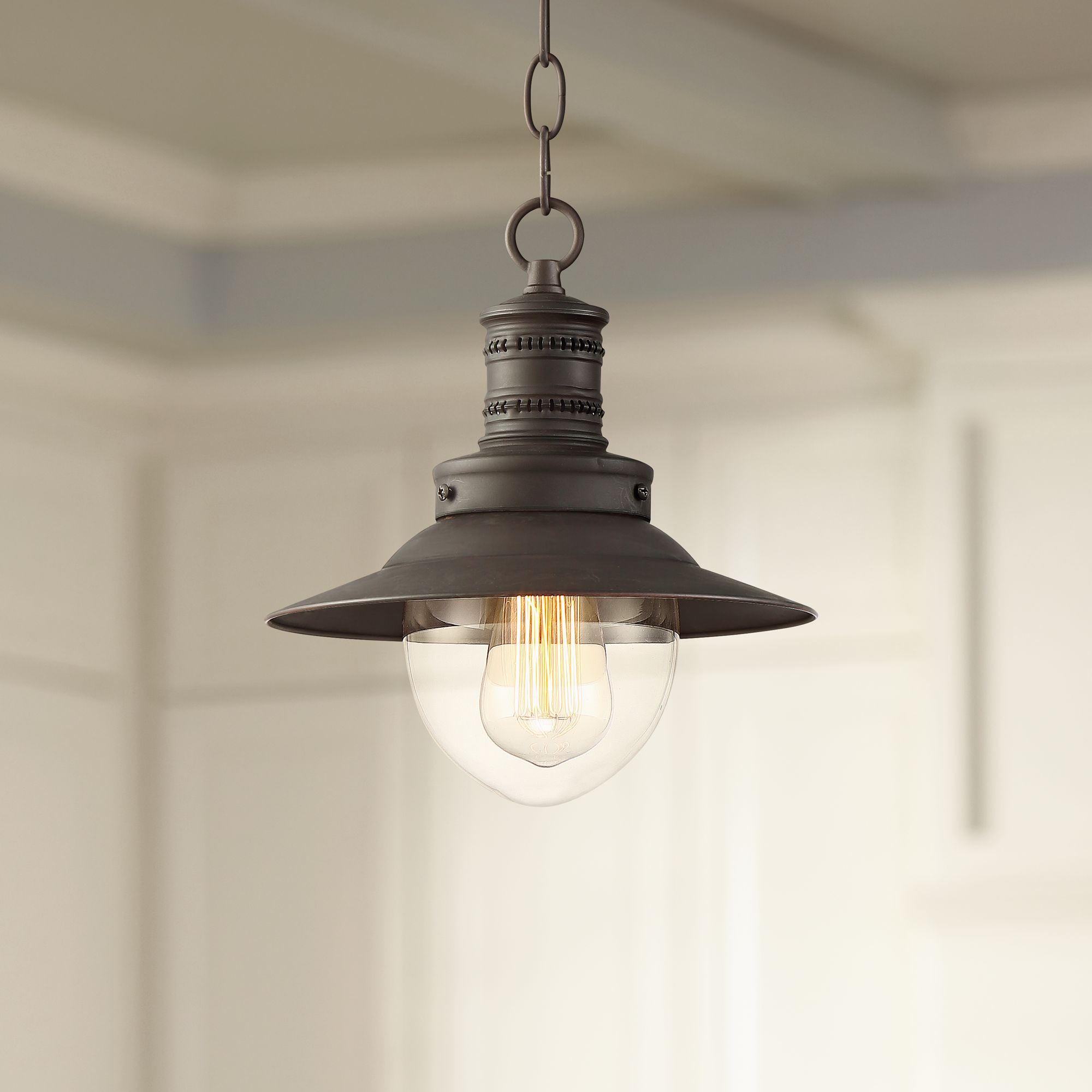 Spindrift 9 1/2" Wide Bronze and Clear Glass Mini Pendant