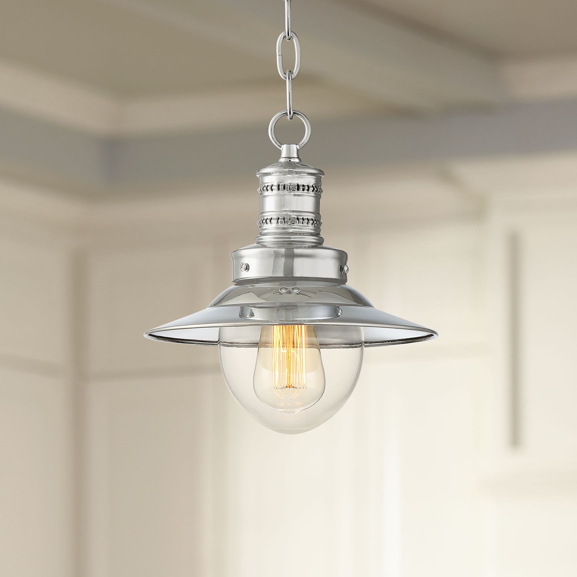 Starbird 9 1/2" Wide Chrome with Clear Glass Mini Pendant