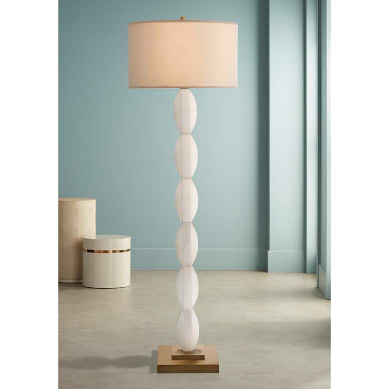 John Richard Criss-Cross Stacked White Alabaster Floor Lamp