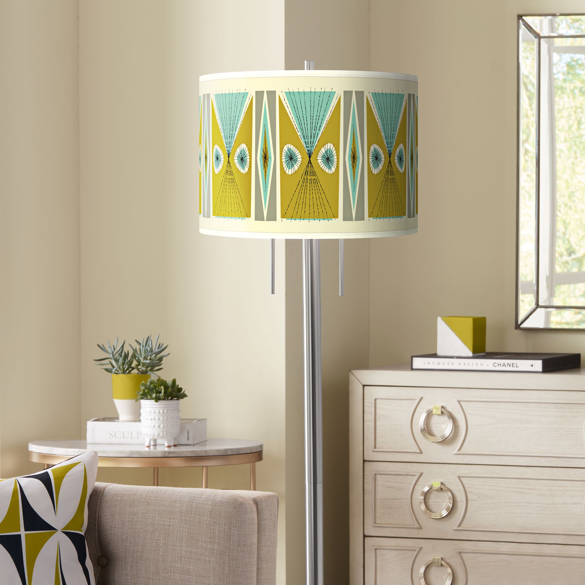 Vernaculis III Giclee Brushed Nickel Garth Floor Lamp