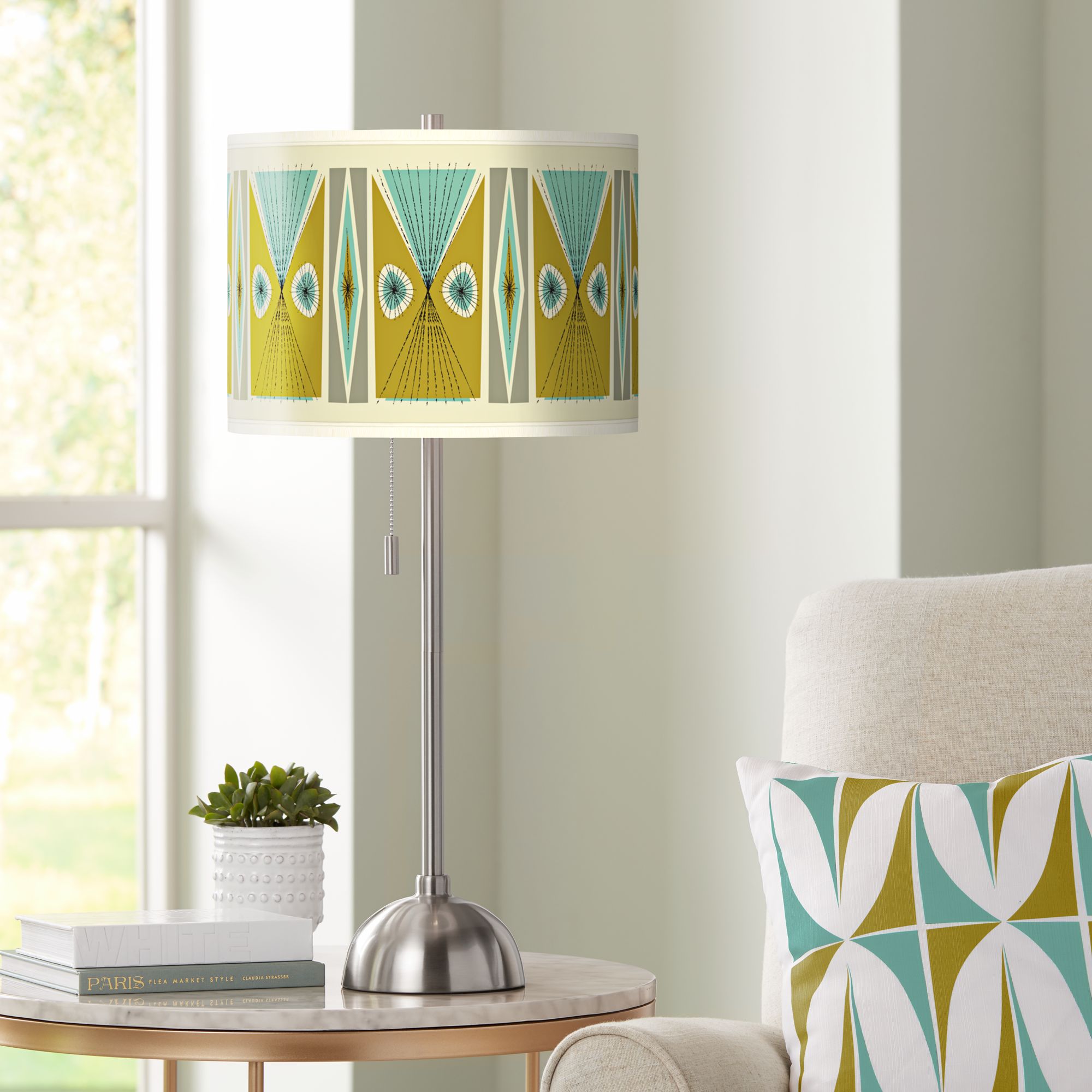 Vernaculis III Giclee Brushed Nickel Table Lamp