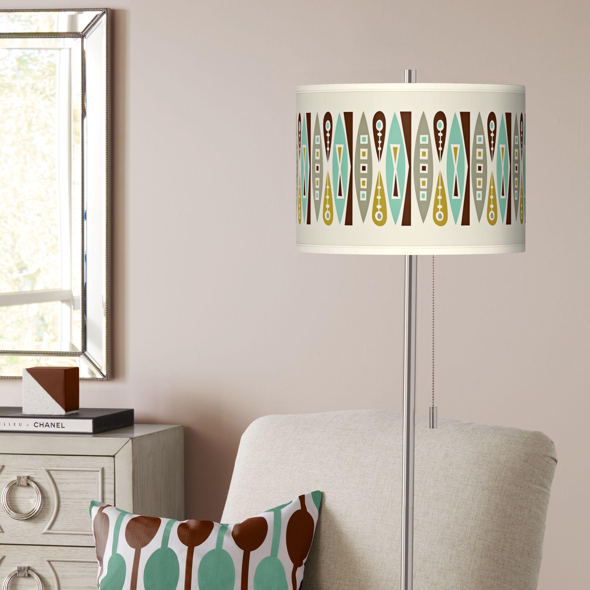 Vernaculis II Brushed Nickel Pull Chain Floor Lamp