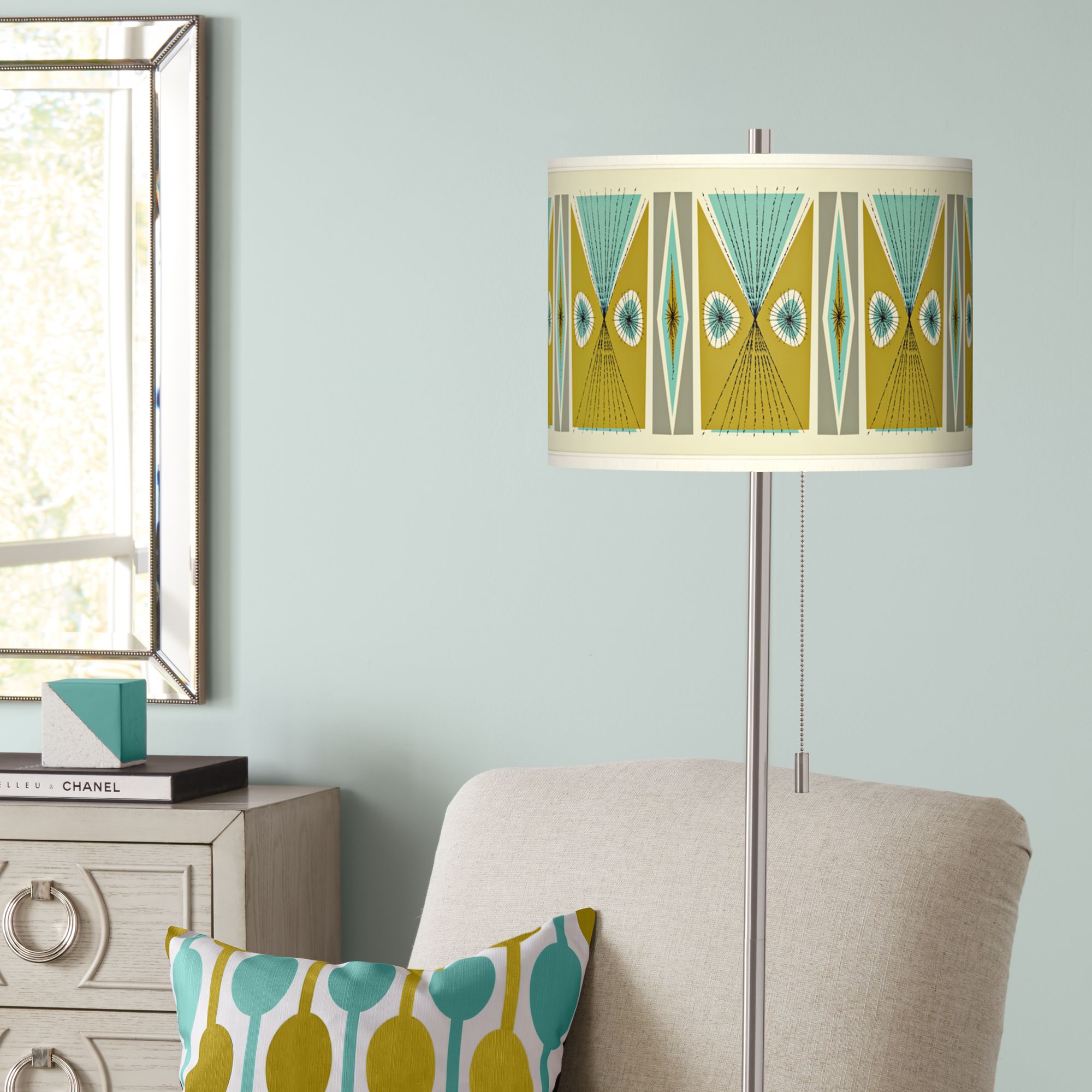 Vernaculis III Brushed Nickel Pull Chain Floor Lamp