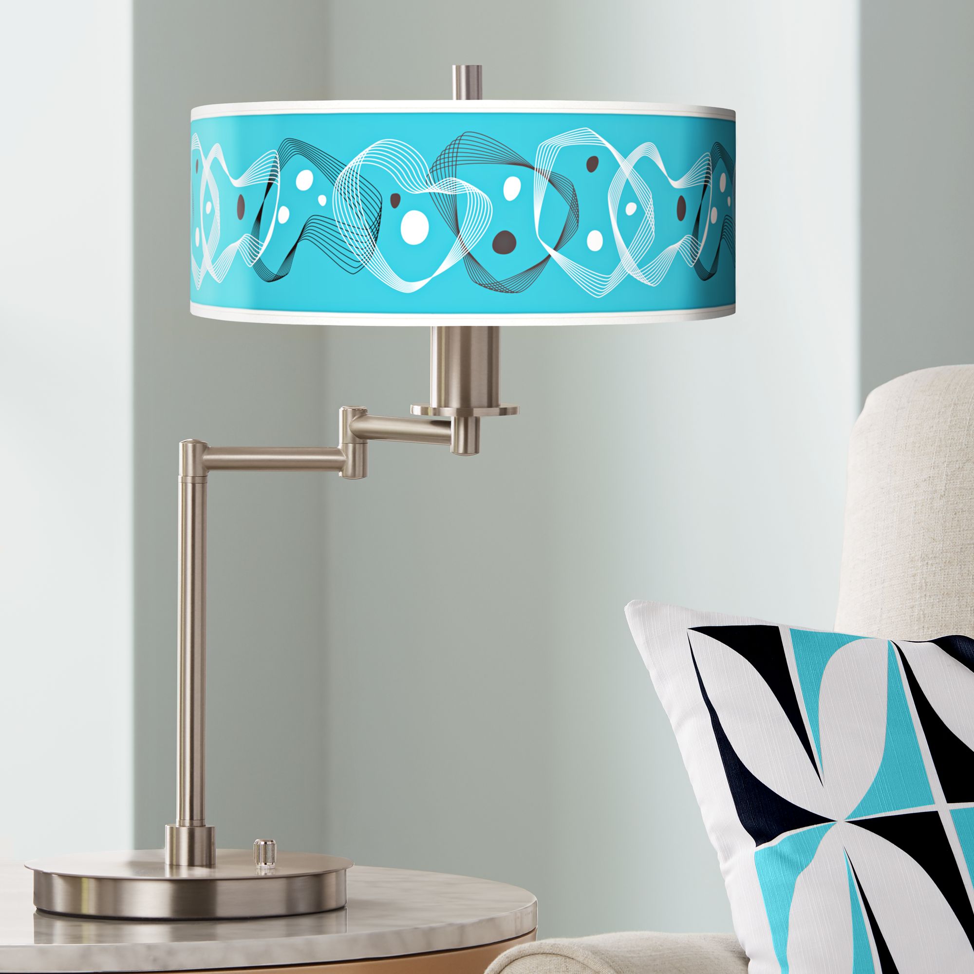 Spirocraft Giclee Brushed Nickel Swing Arm LED Desk Lamp