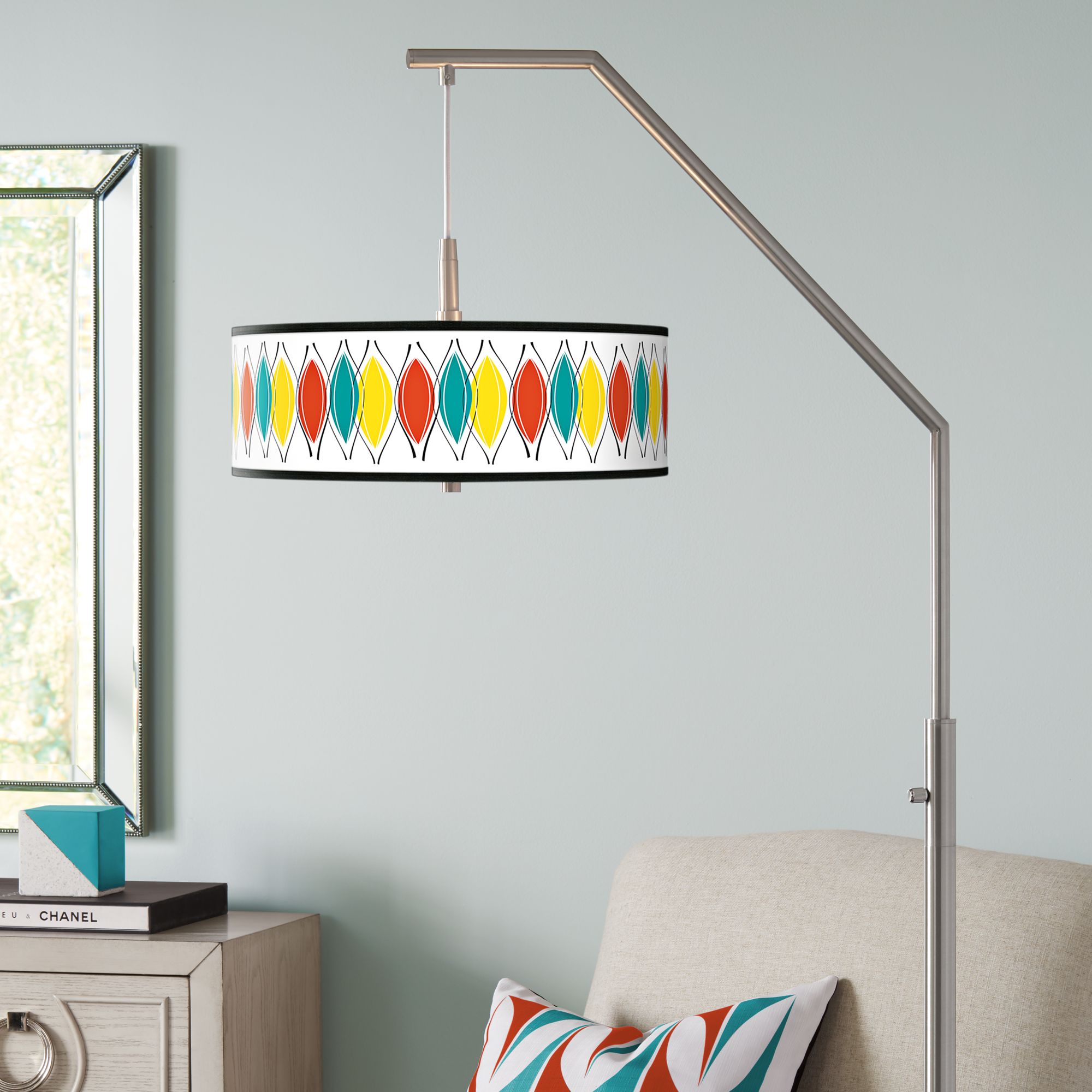 Harmonium Giclee Shade Arc Floor Lamp