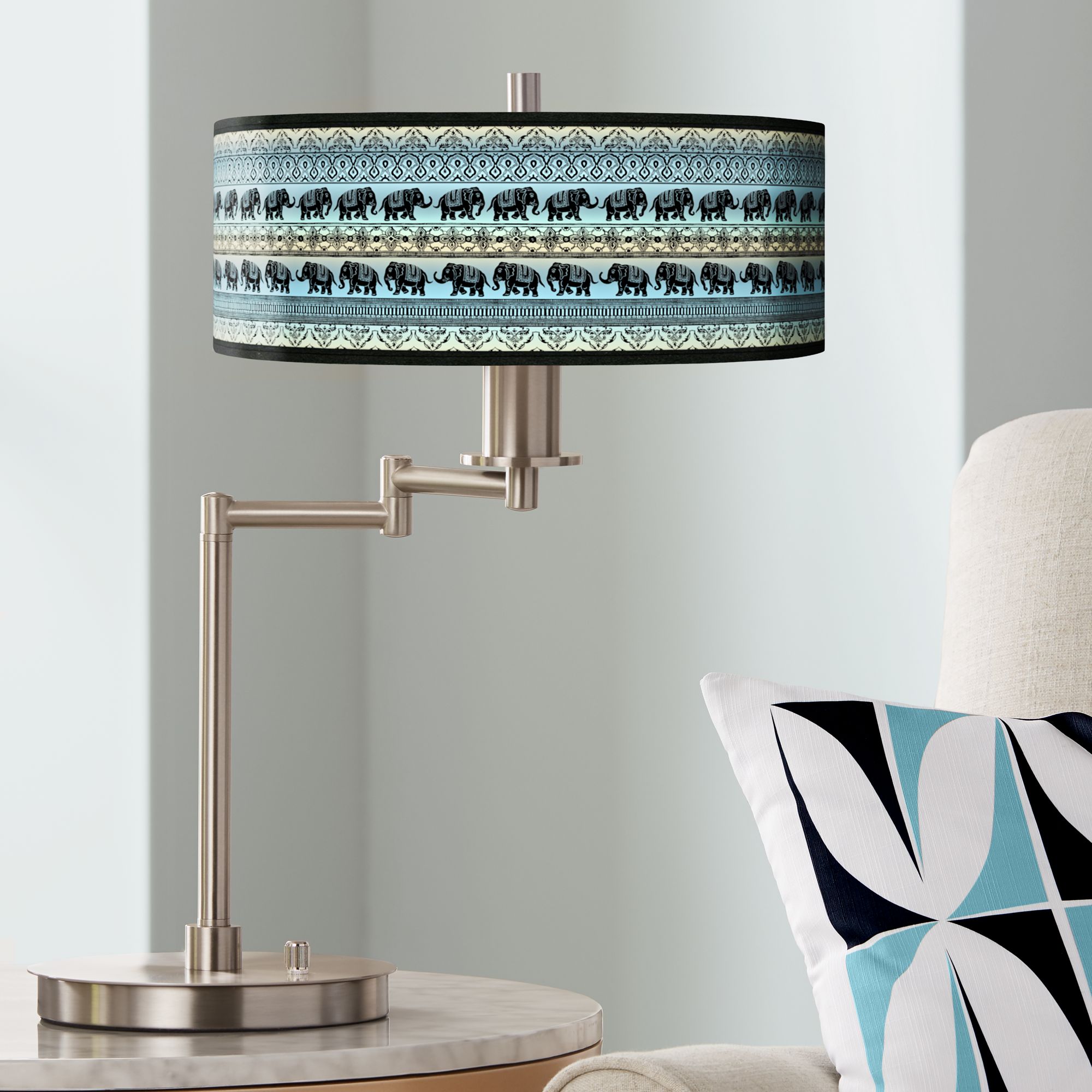 Elephant March Giclee CFL Swing Arm Desk Lamp