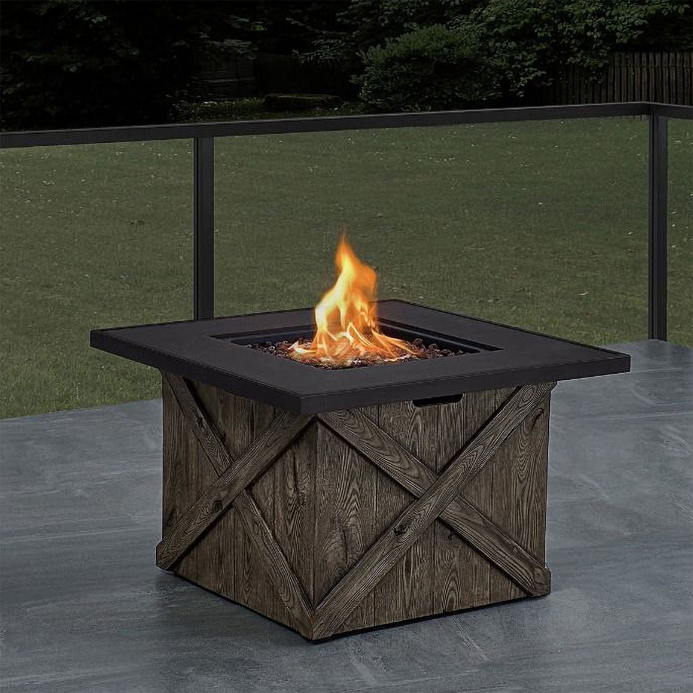 Farmingham 36" Wide Square Dark Brown Outdoor Gas Fire Table