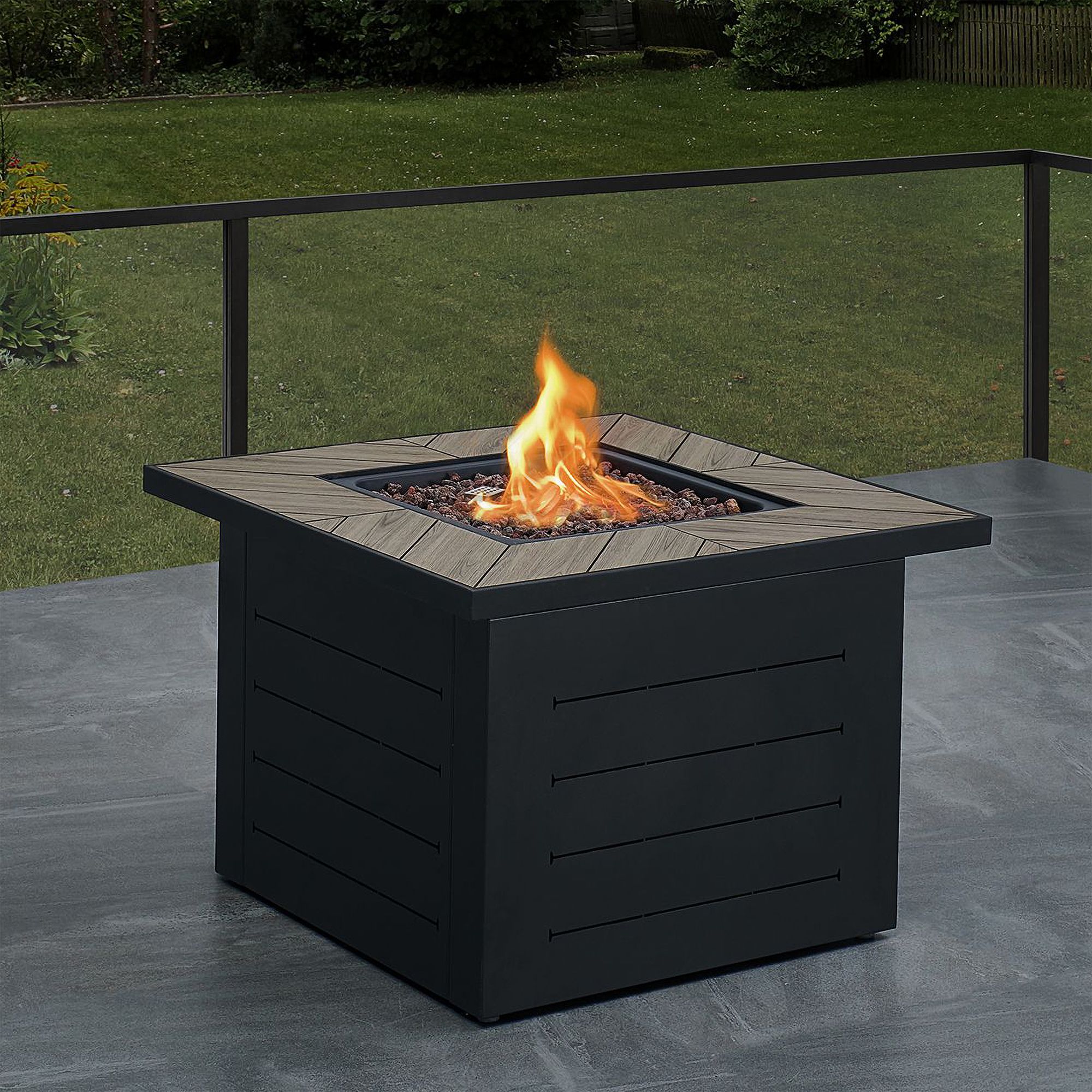 Pierce 34 3/4" Wide Square Light Brown Outdoor Gas Fire Table