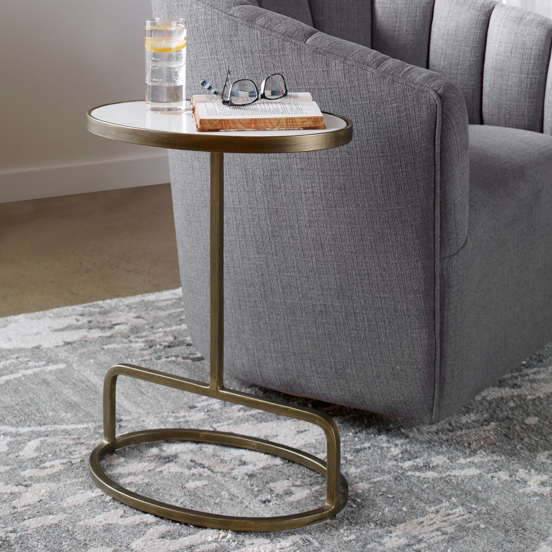 Uttermost Jessenia 18" Wide Antique Gold Oval Accent Table 557F0 Lamps Plus