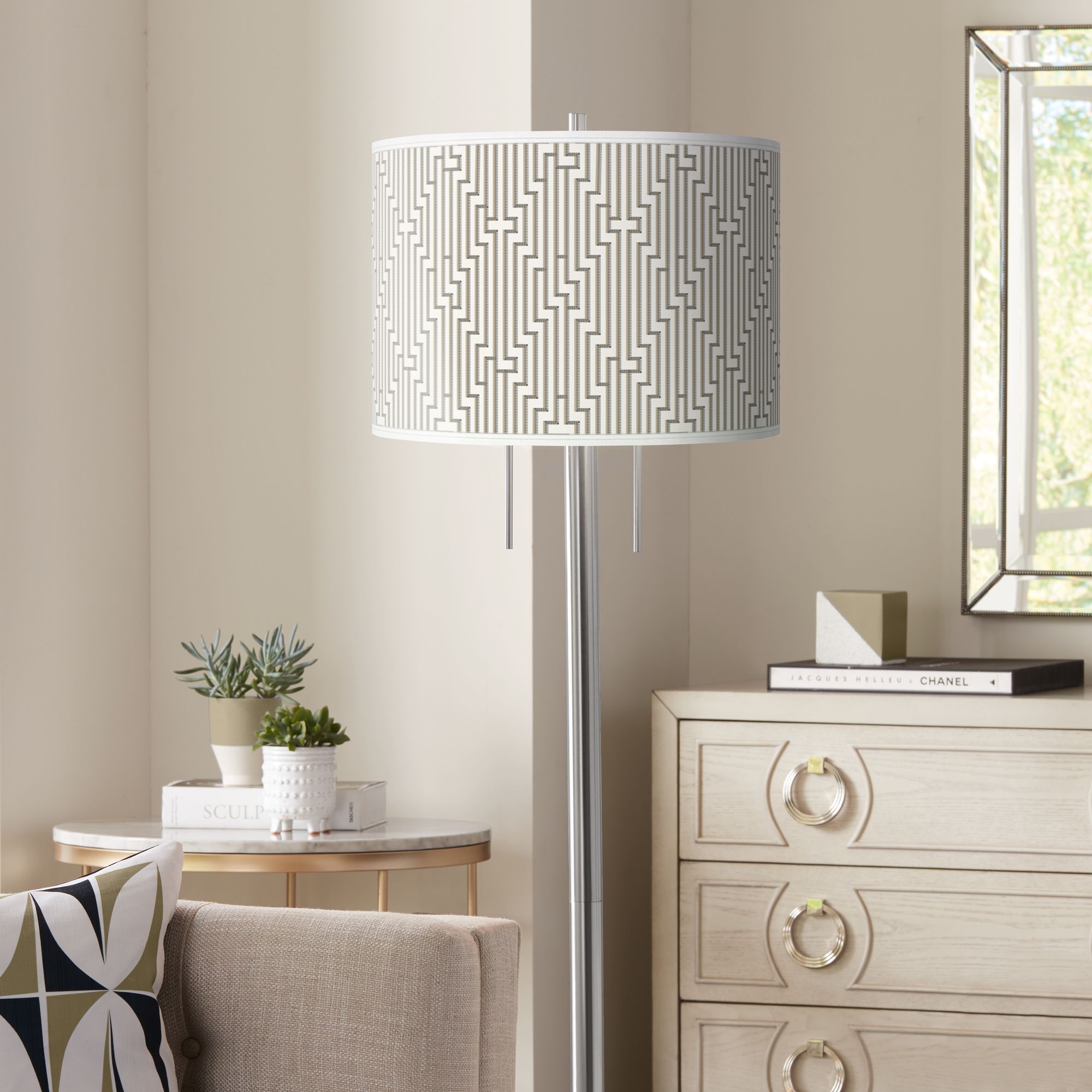 Diamond Maze Giclee Brushed Nickel Garth Floor Lamp