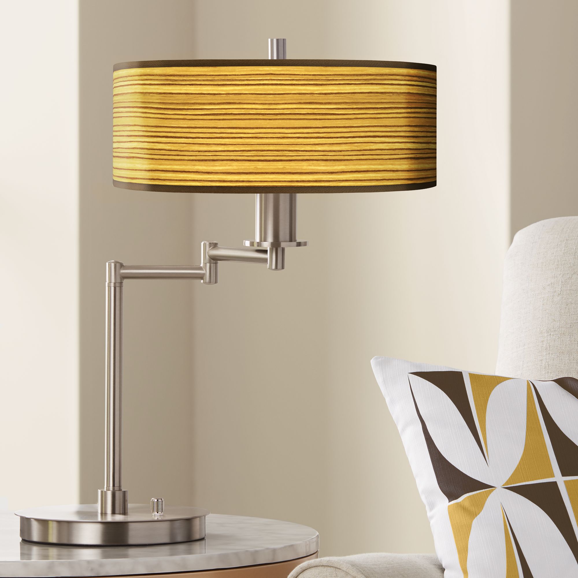 Tawny Zebrawood Giclee CFL Swing Arm Desk Lamp