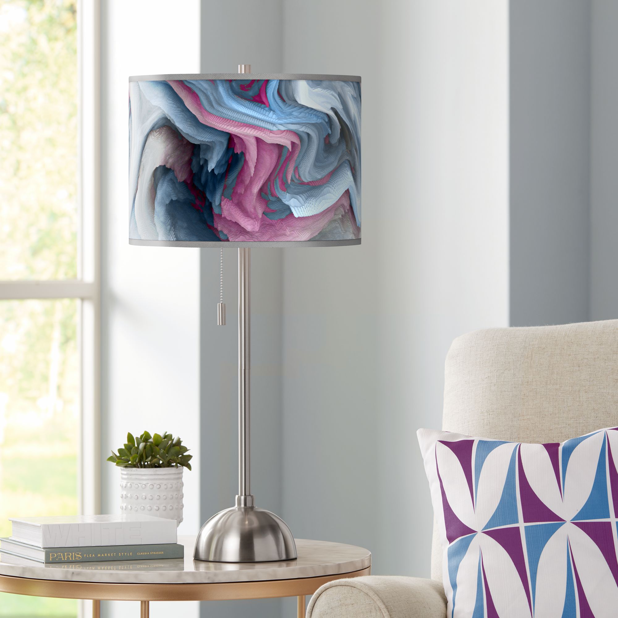 Europa Giclee Brushed Nickel Table Lamp