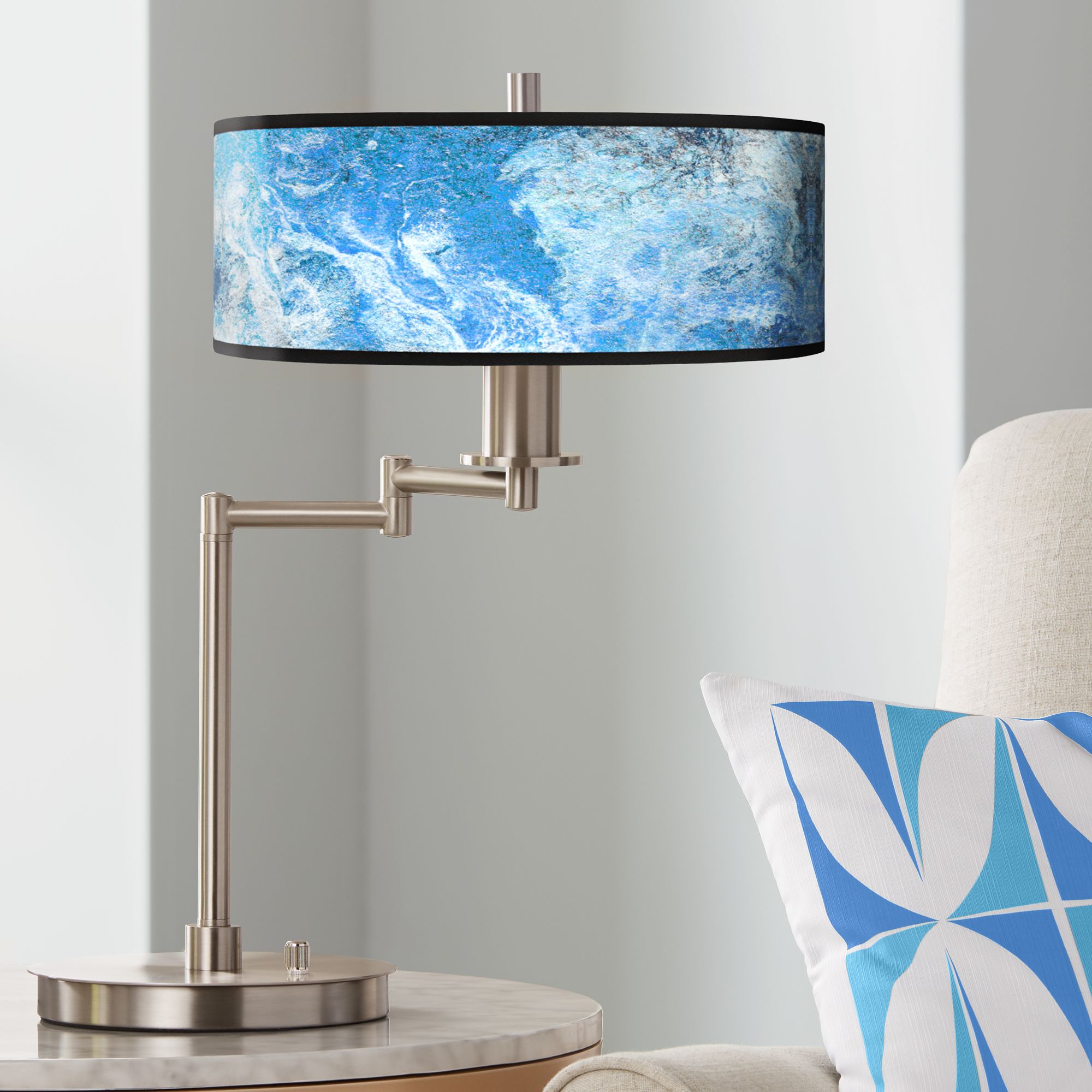 Ultrablue Giclee Brushed Nickel Swing Arm LED Desk Lamp