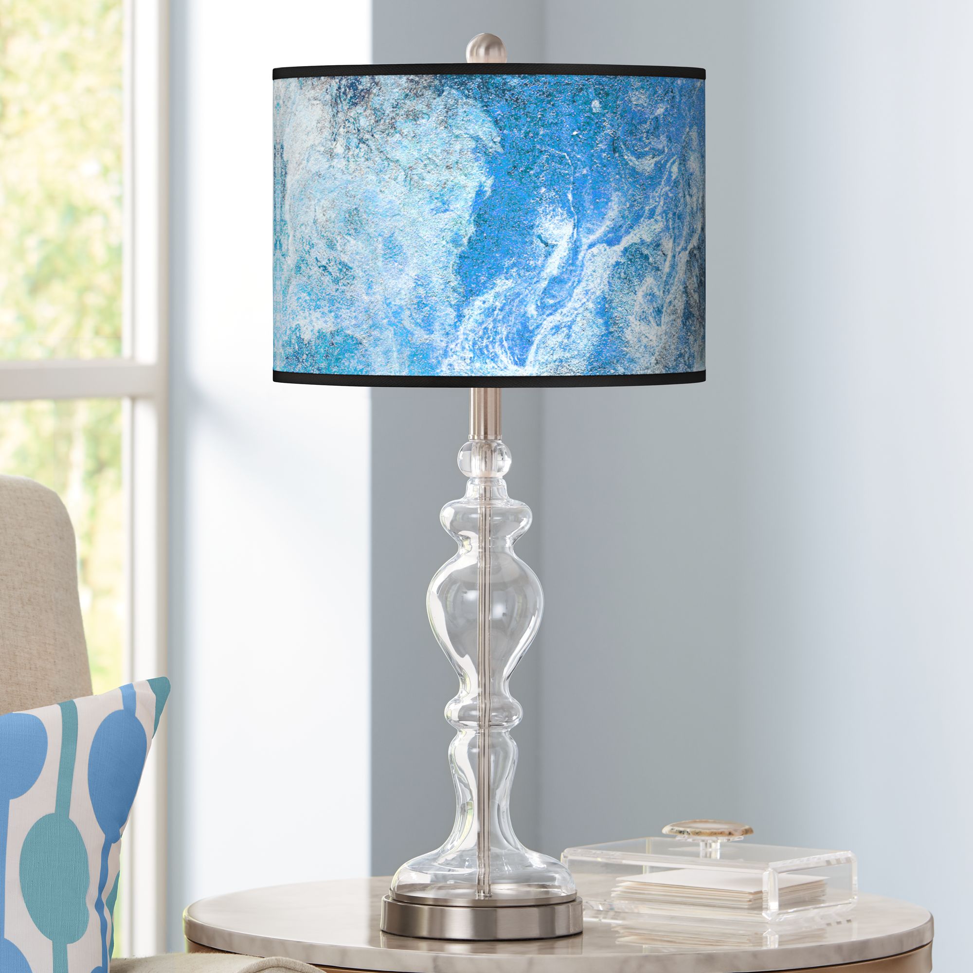 Ultrablue Giclee Apothecary Clear Glass Table Lamp