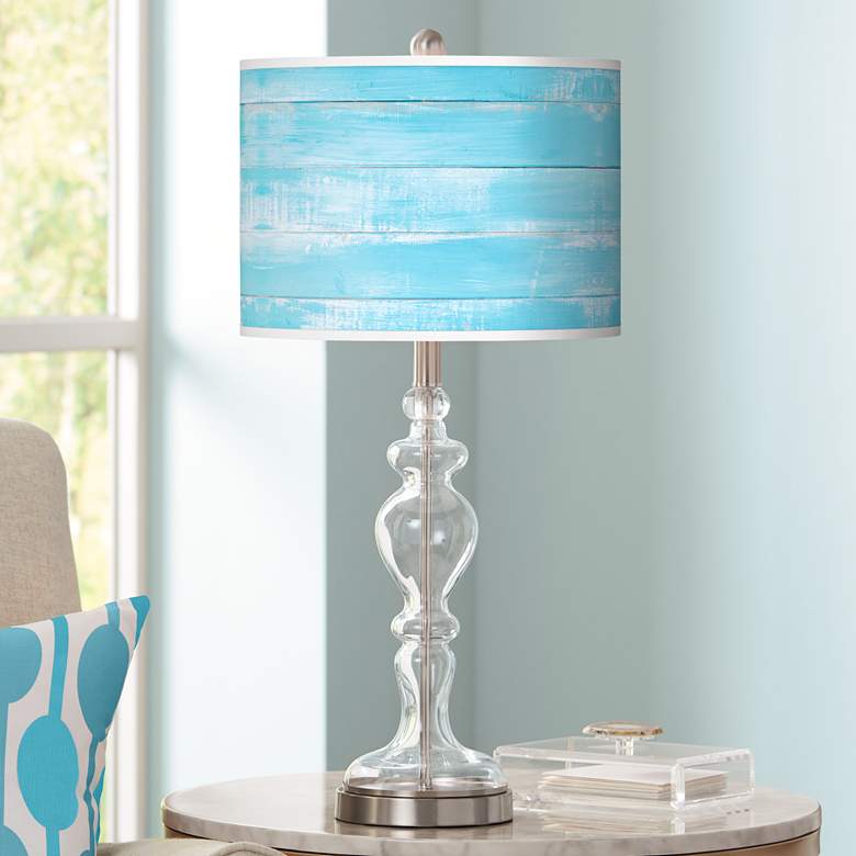 Image 1 Barnyard Blue Giclee Apothecary Clear Glass Table Lamp