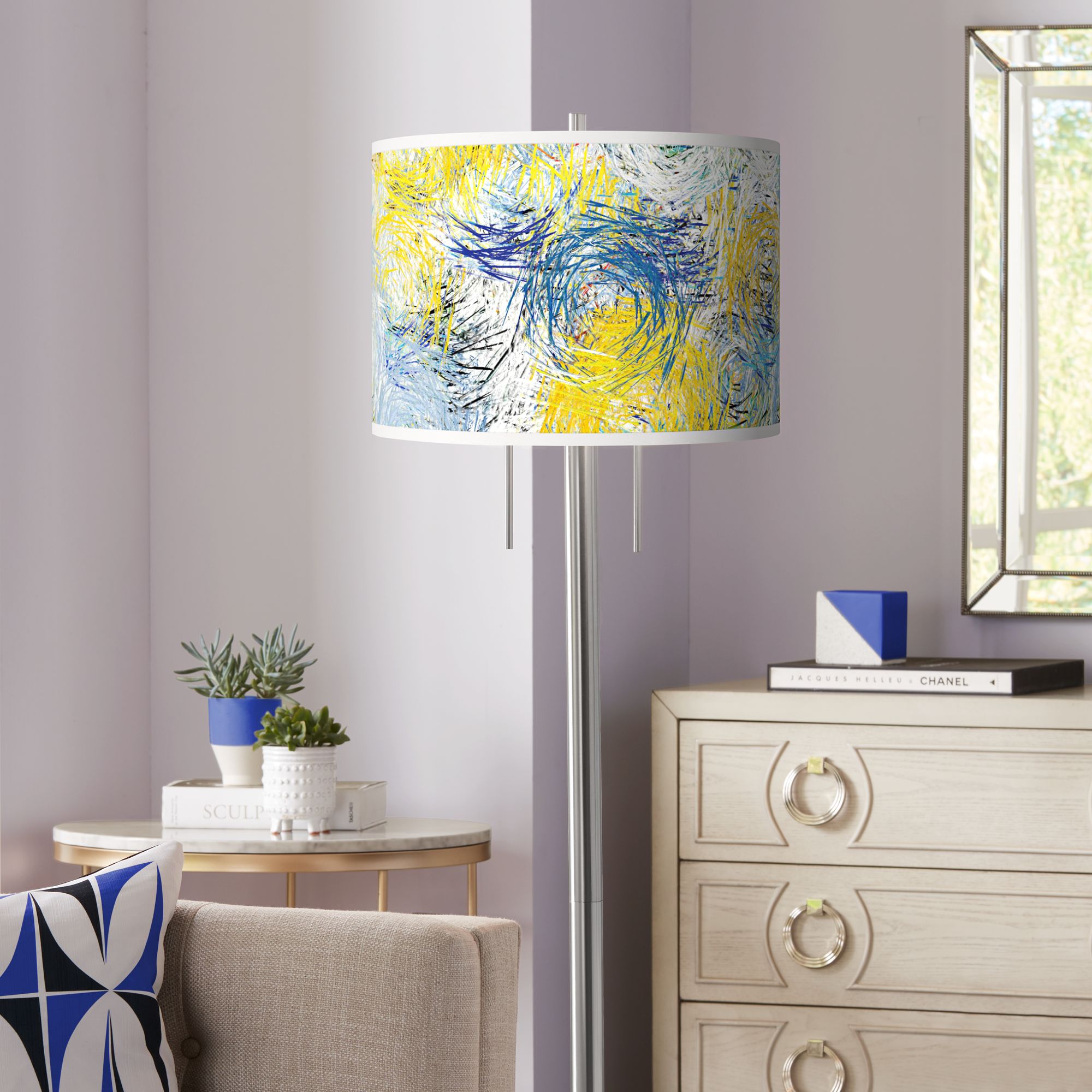 Starry Dawn Giclee Brushed Nickel Garth Floor Lamp